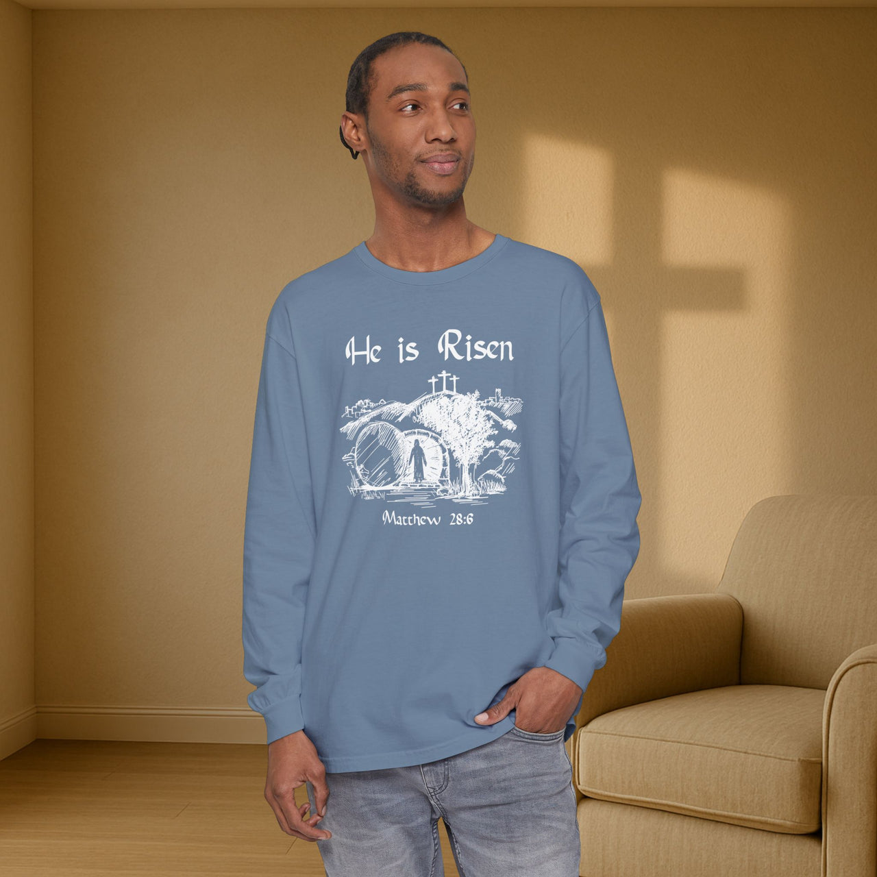 He Is Risen Unisex Relaxed Fit Long Sleeve T-Shirt - My Faith My Father