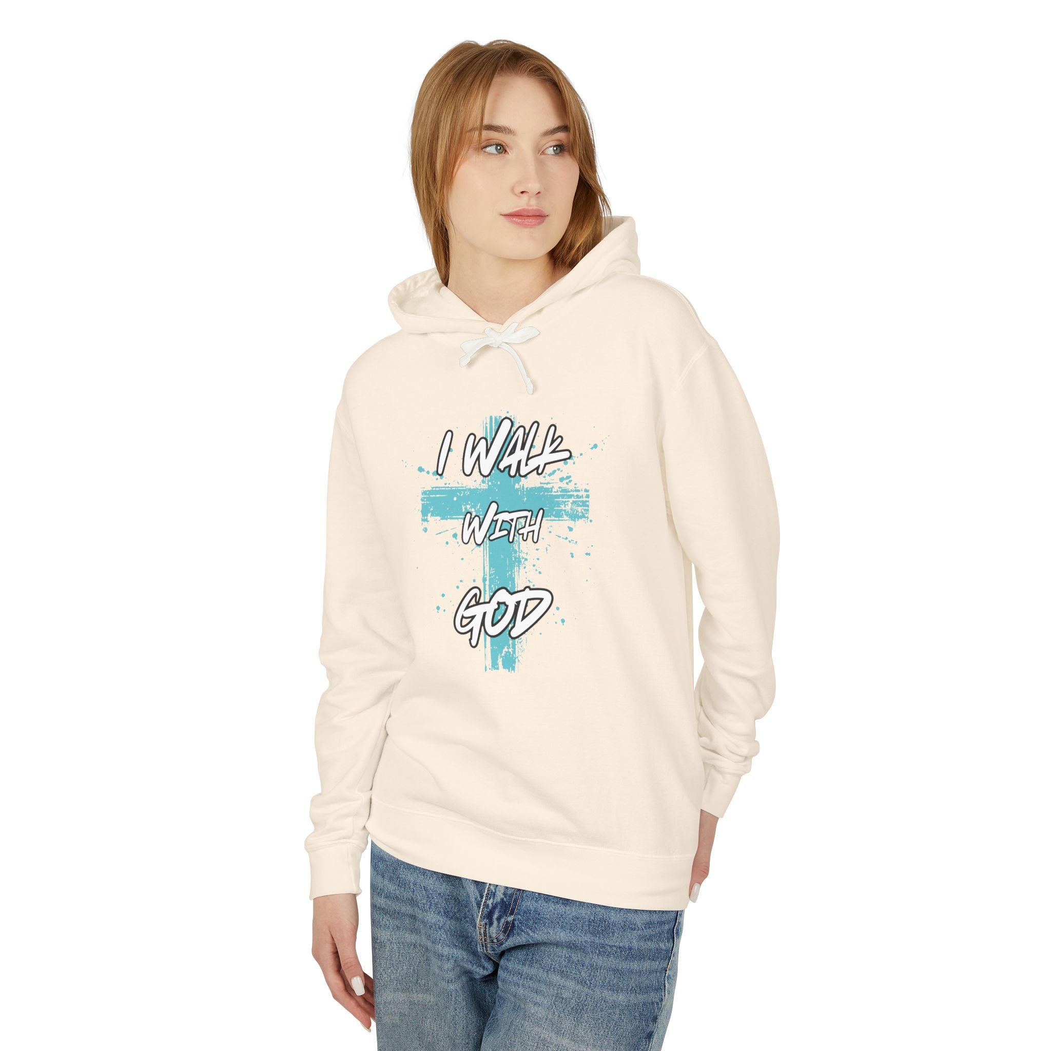 I Walk With God Unisex Relaxed Fit Lightweight Hooded Sweatshirt
