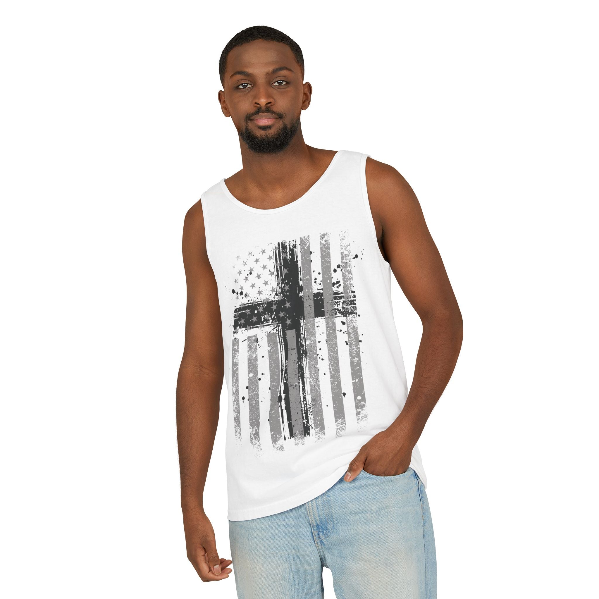 Flag With Cross Unisex Relaxed Fit Tank
