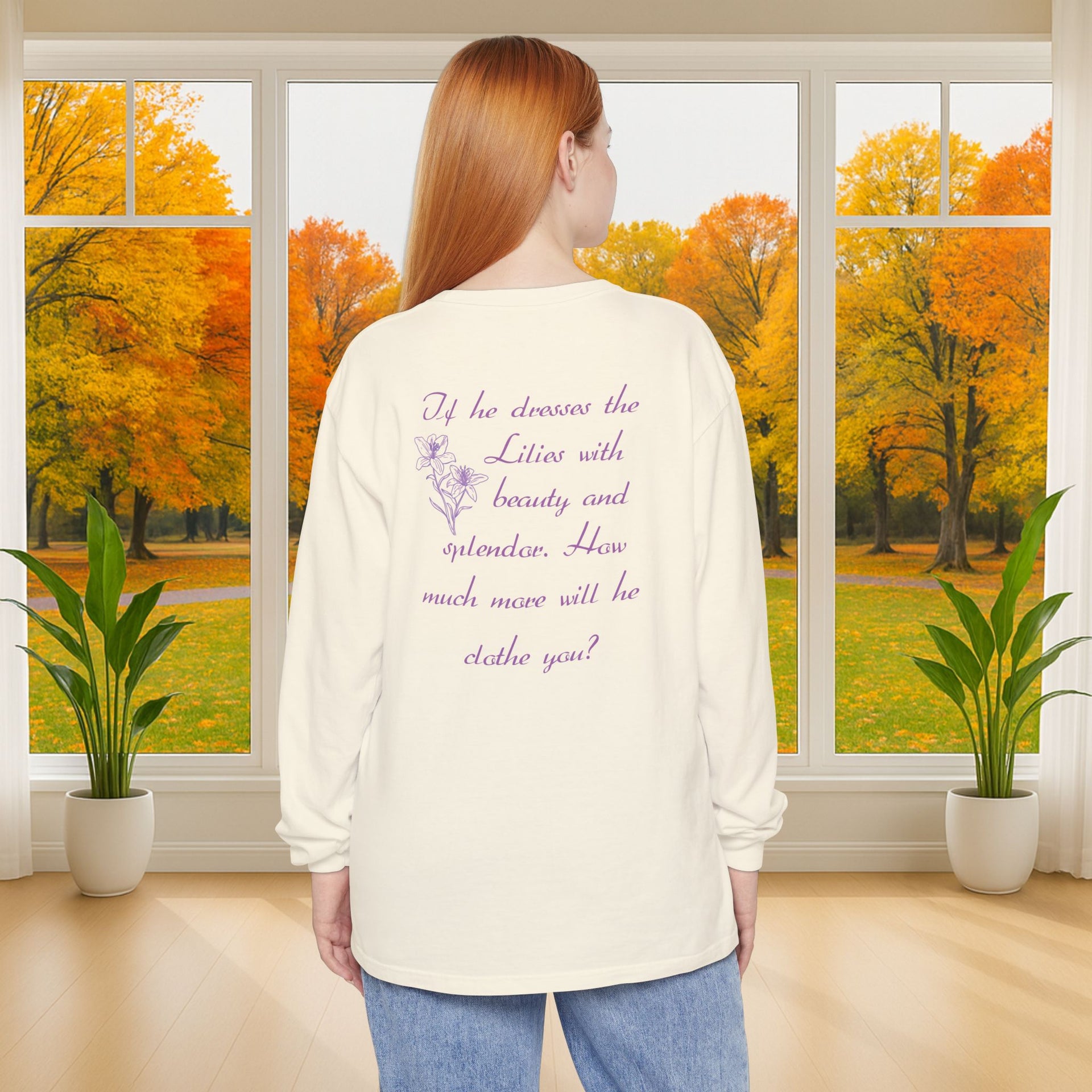Lilies Unisex Relaxed Fit Long Sleeve T-Shirt - My Faith My Father