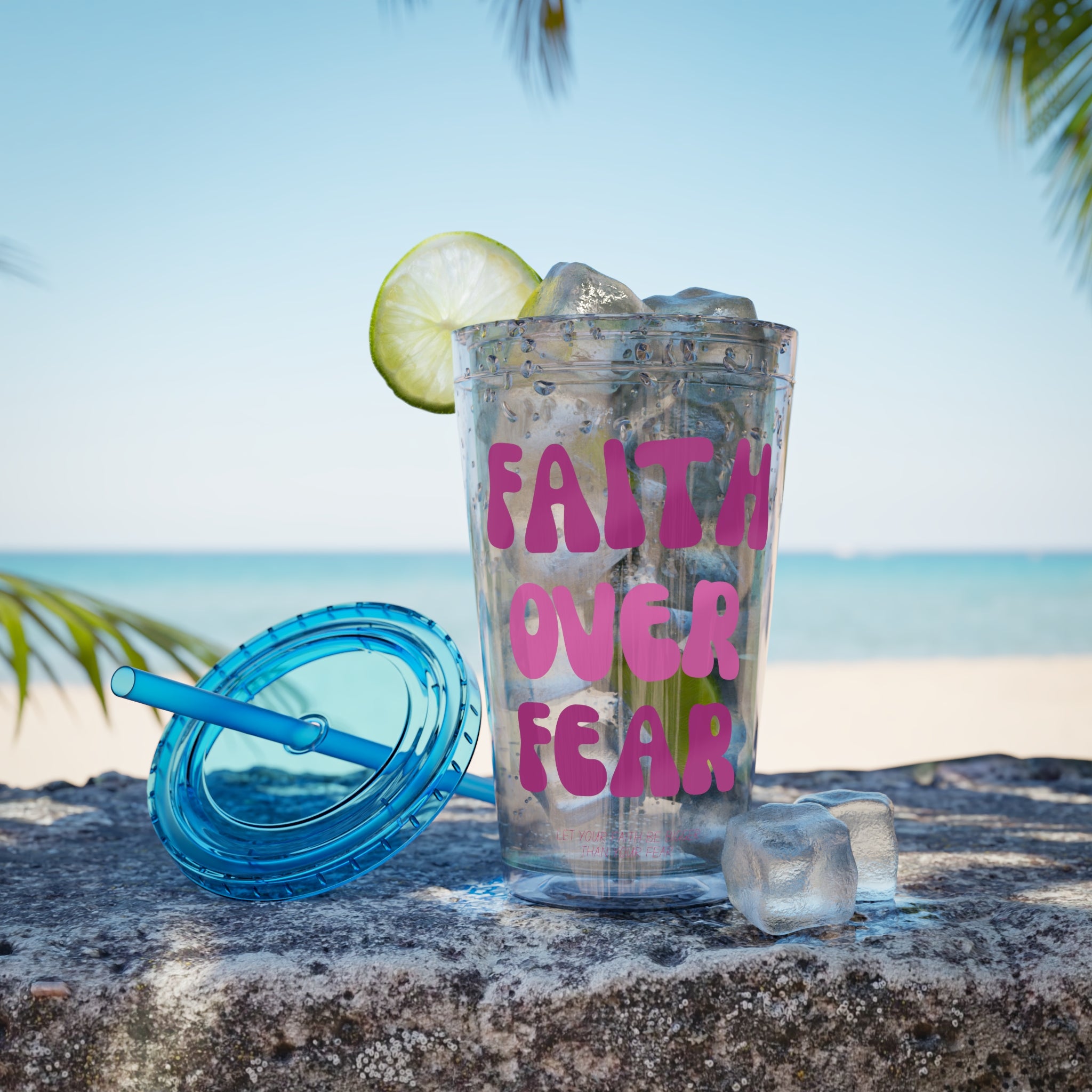 Faith Over Fear Sunsplash 16oz Tumbler With Straw