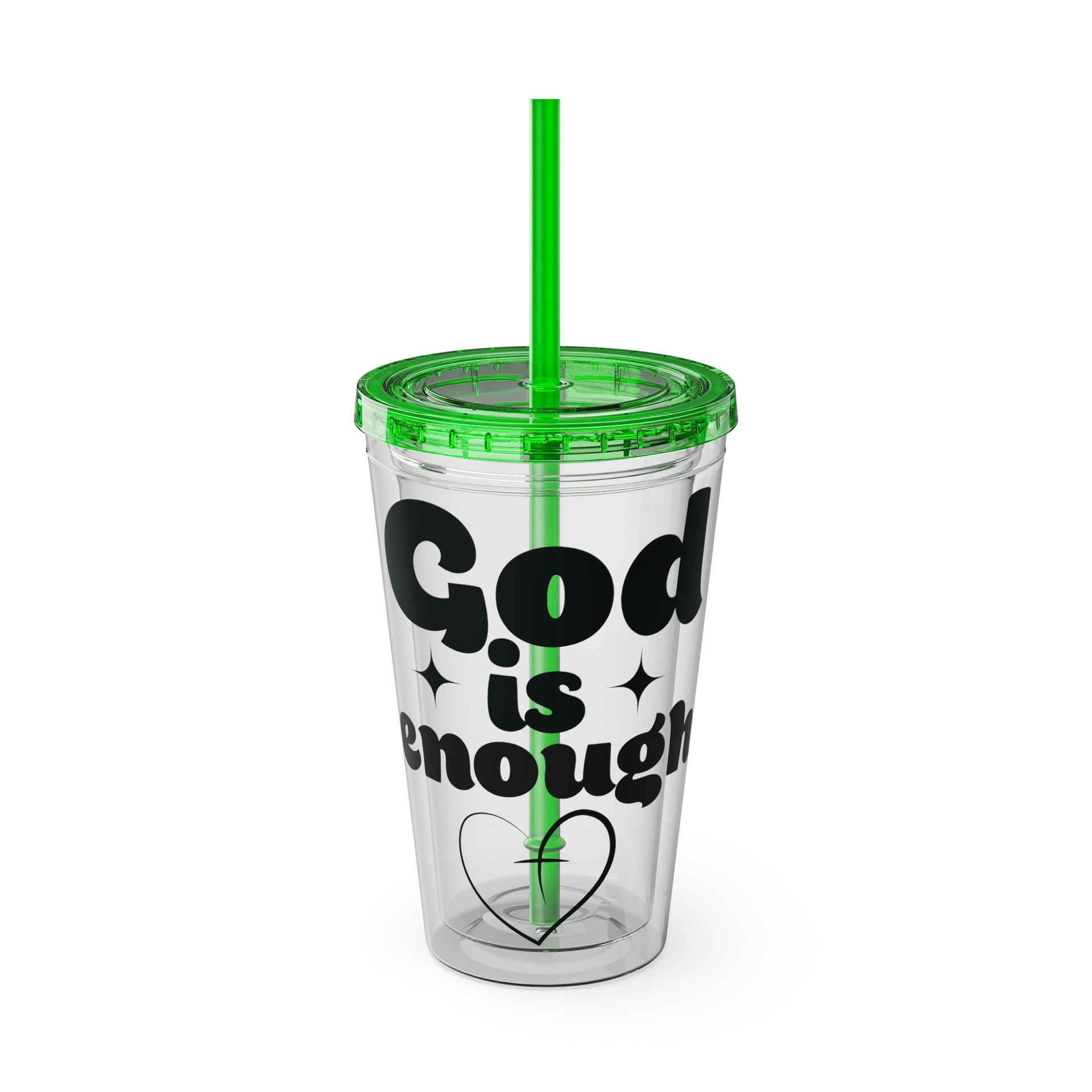God Is Enough Sunsplash 16oz Tumbler With Straw - My Faith My Father