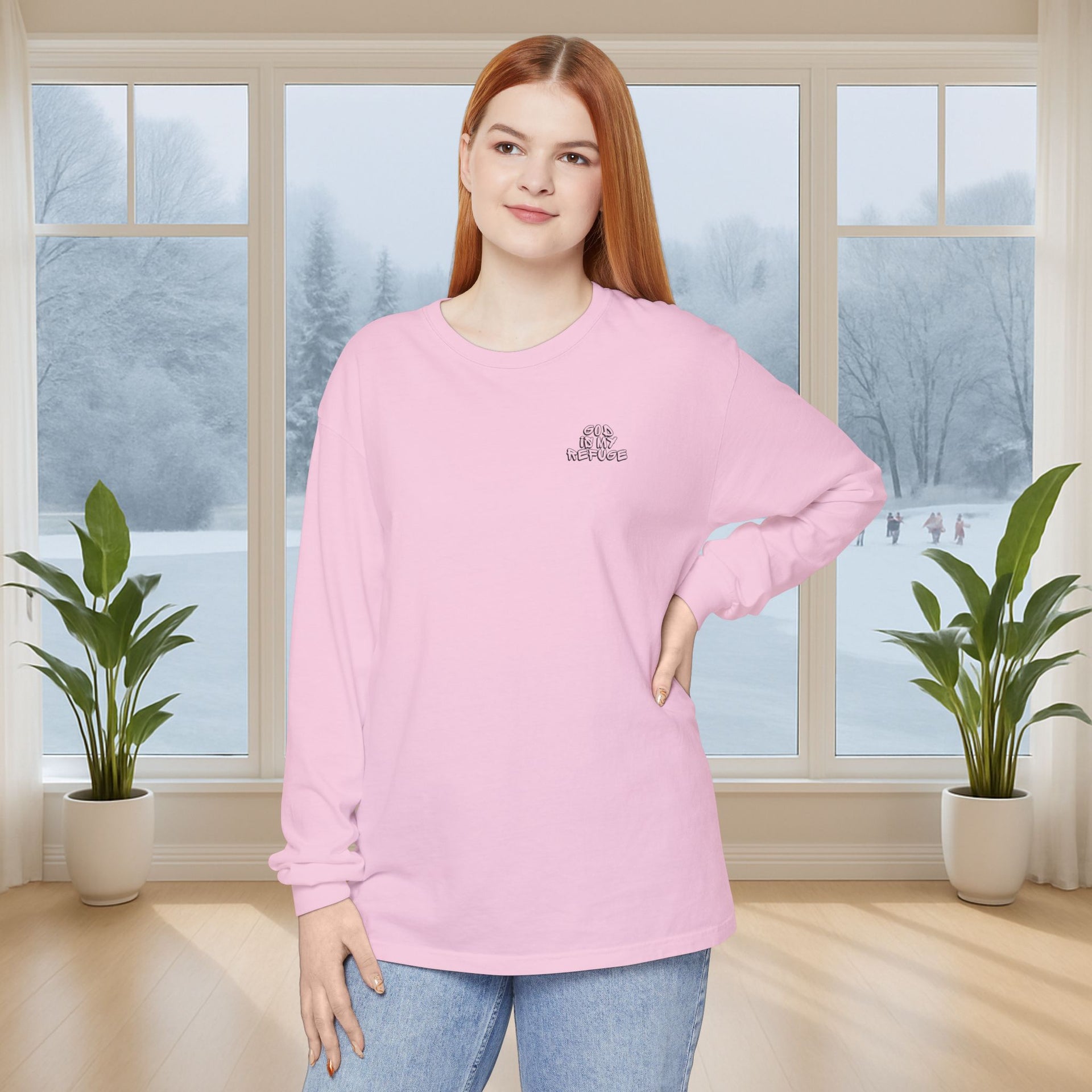 God is My Refuge Unisex Relaxed Fit Long Sleeve T-Shirt - My Faith My Father