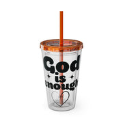 God Is Enough Sunsplash 16oz Tumbler With Straw - My Faith My Father