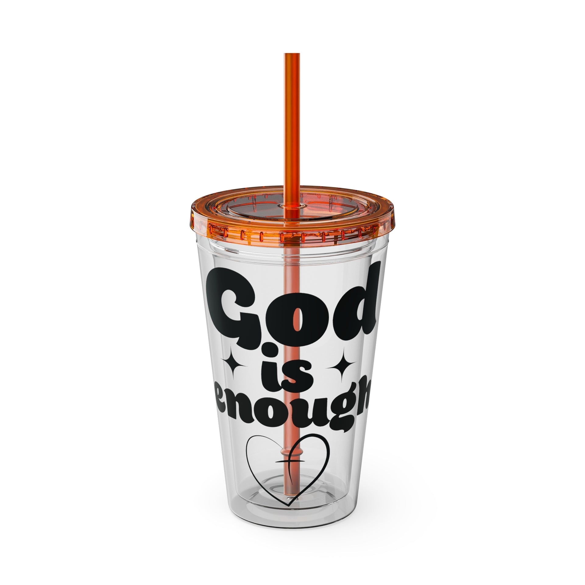 God Is Enough Sunsplash 16oz Tumbler With Straw - My Faith My Father