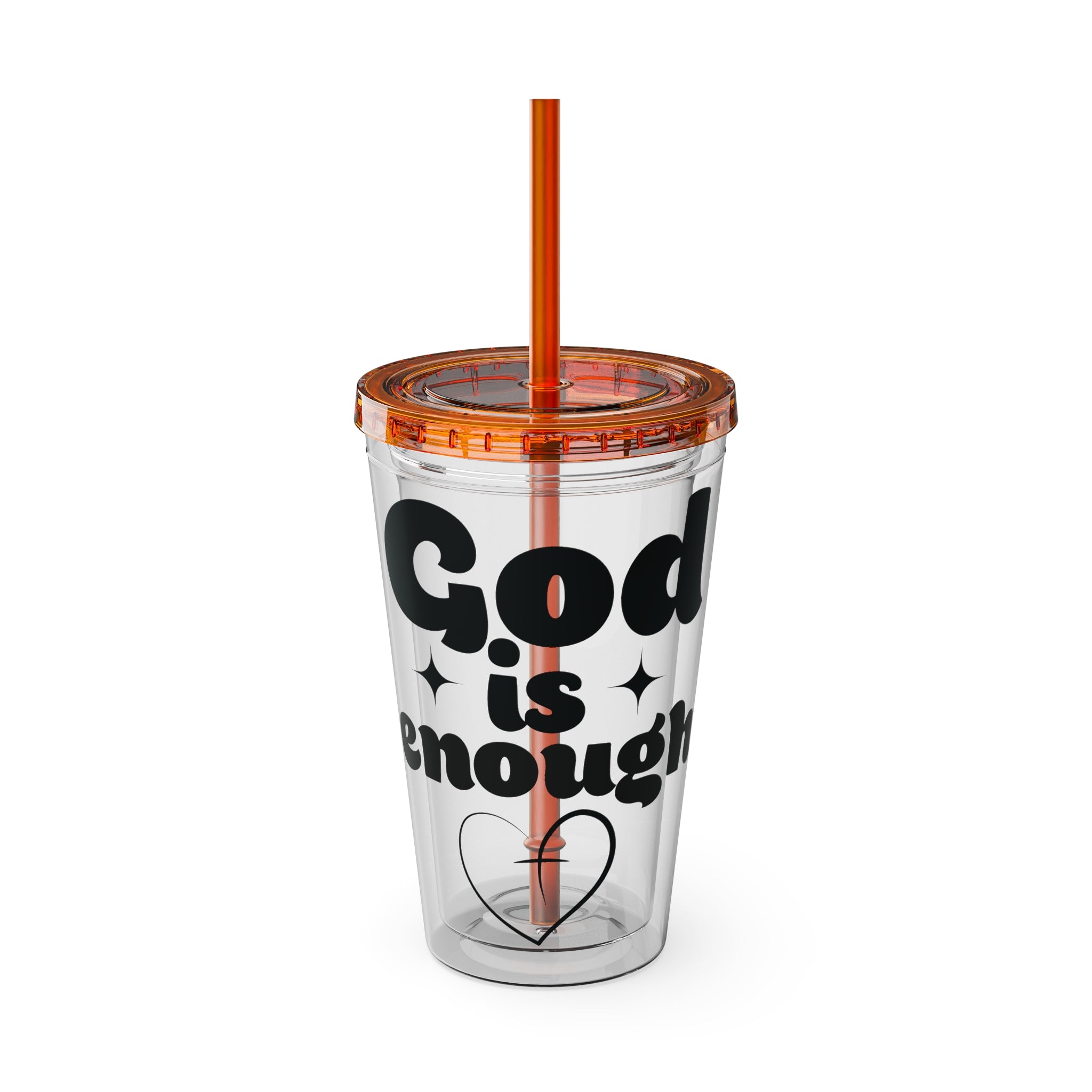 God Is Enough Sunsplash 16oz Tumbler With Straw