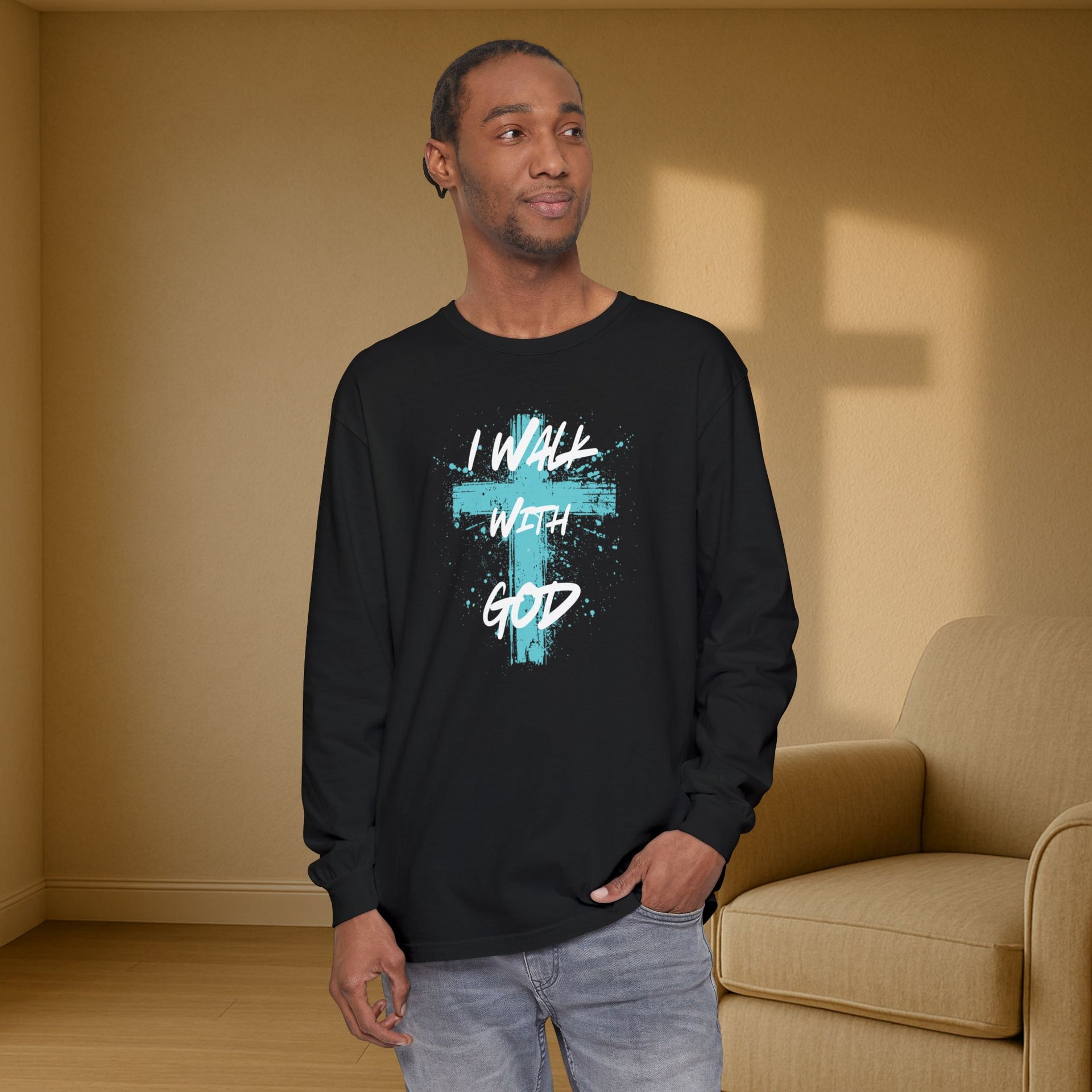 I Walk with God Unisex Relaxed Fit Long Sleeve T-Shirt - My Faith My Father