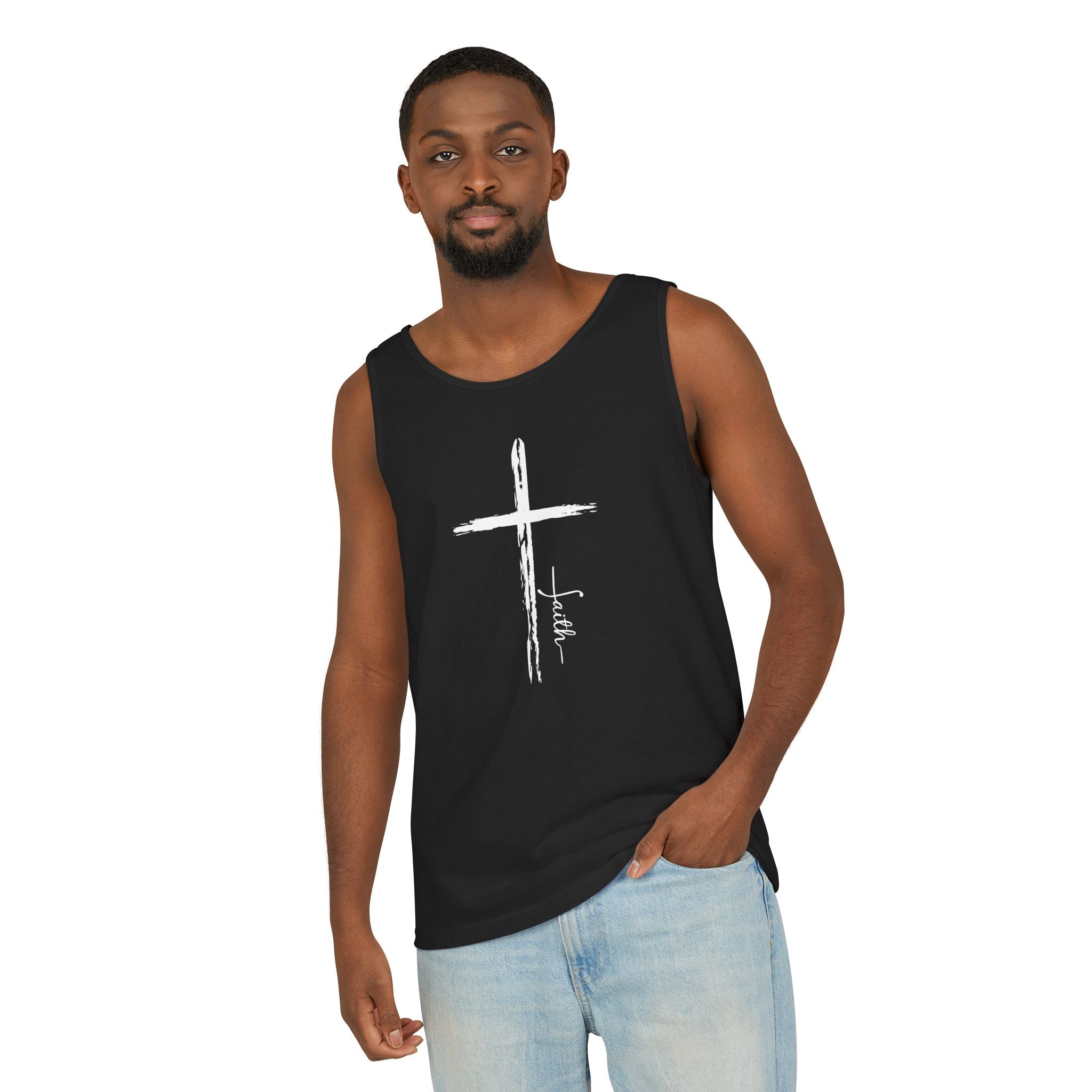 Cross With Faith Unisex Tank Top, Faithful Cross Unisex Tank Top, Religious Tank Top, Christian Muscle Tee, Faith-Based Tank