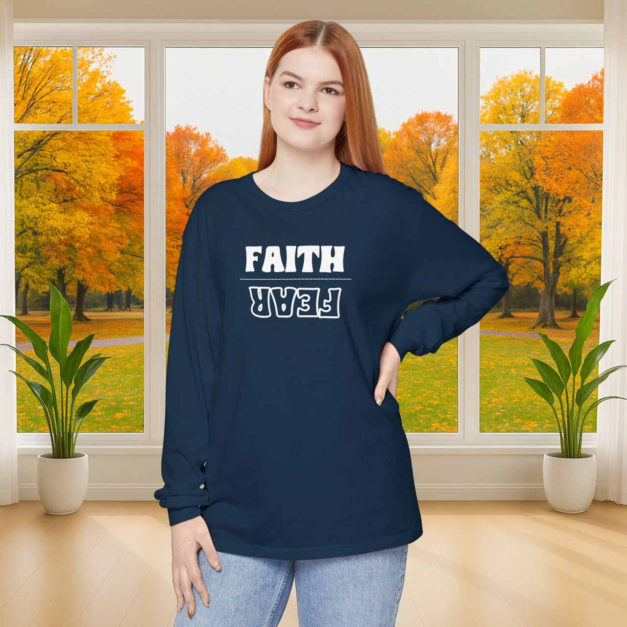Faith Over Fear Unisex Relaxed Fit Long Sleeve T-Shirt - My Faith My Father
