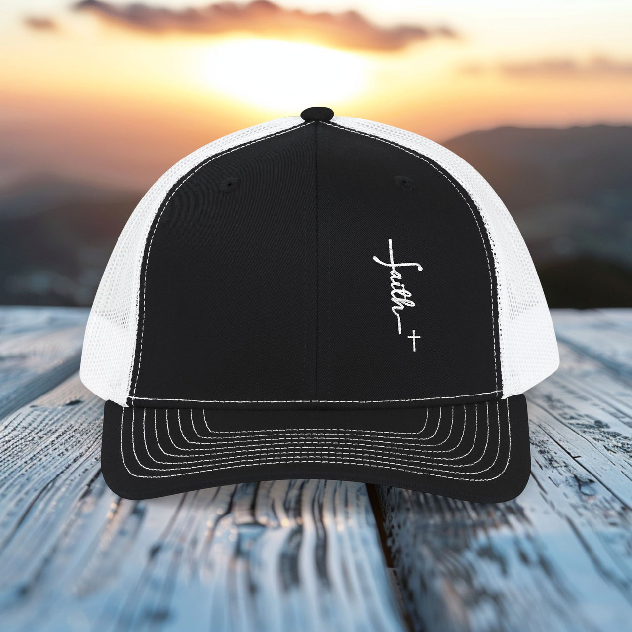 Faith + Cross Embroidered Snapback Trucker Hat