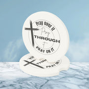 Pray Over It, Pray On It, Pray Through It Soapstone Car Coasters - My Faith My Father