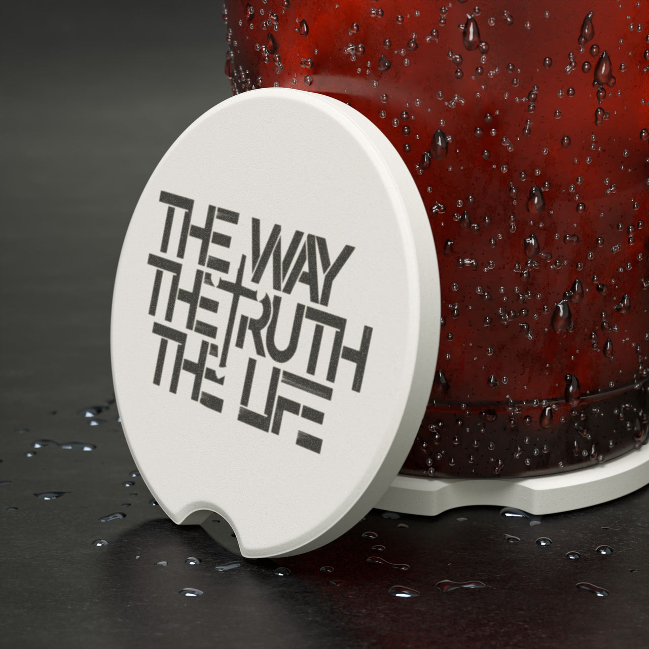 The Way The Truth The Life Soapstone Car Coaster - My Faith My Father