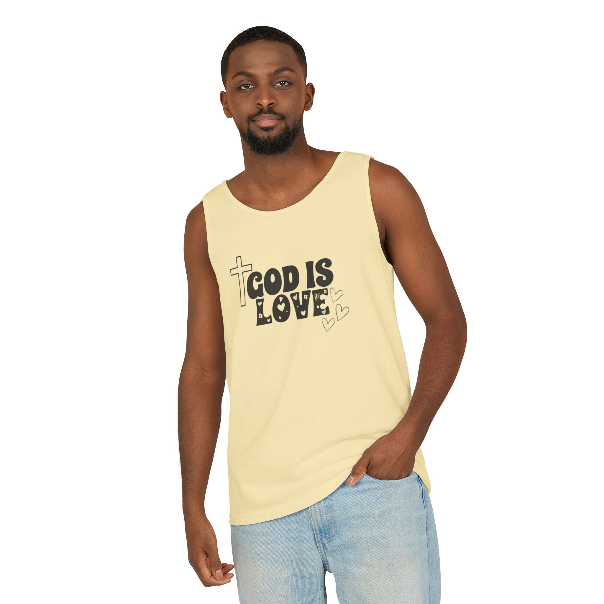 God is Love Unisex Relaxed Fit Tank Top, Religious Tank Top for Men and Women, Christian Faith Apparel, Inspirational Gift,