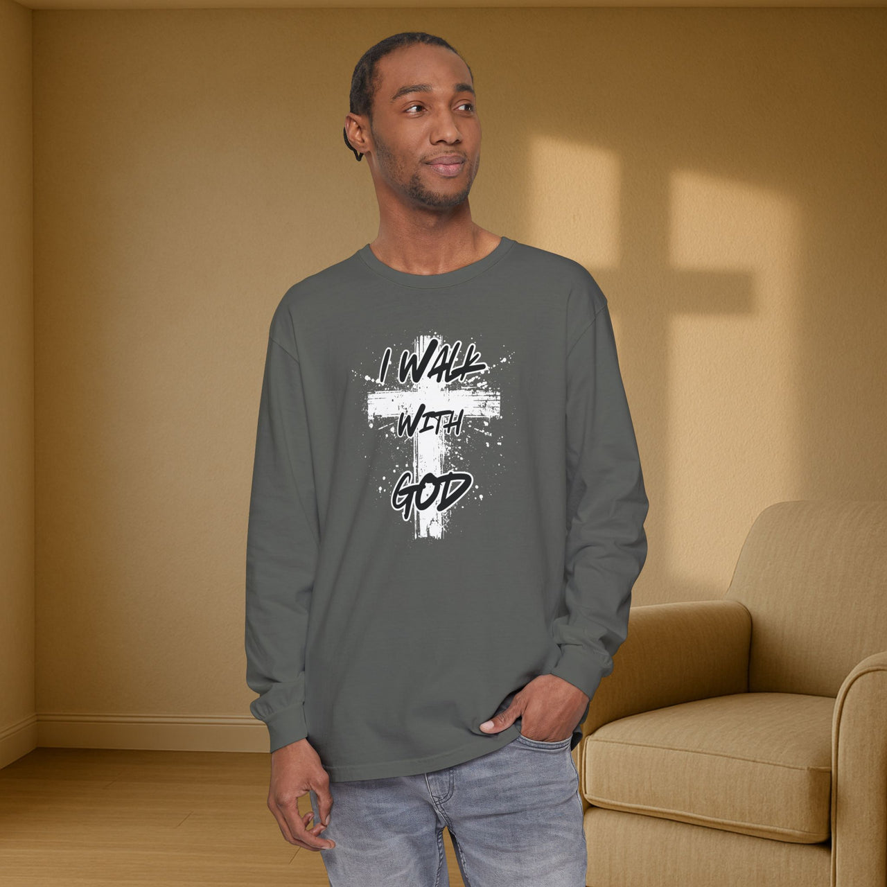 I Walk with God Unisex Relaxed Fit Long Sleeve T-Shirt - My Faith My Father