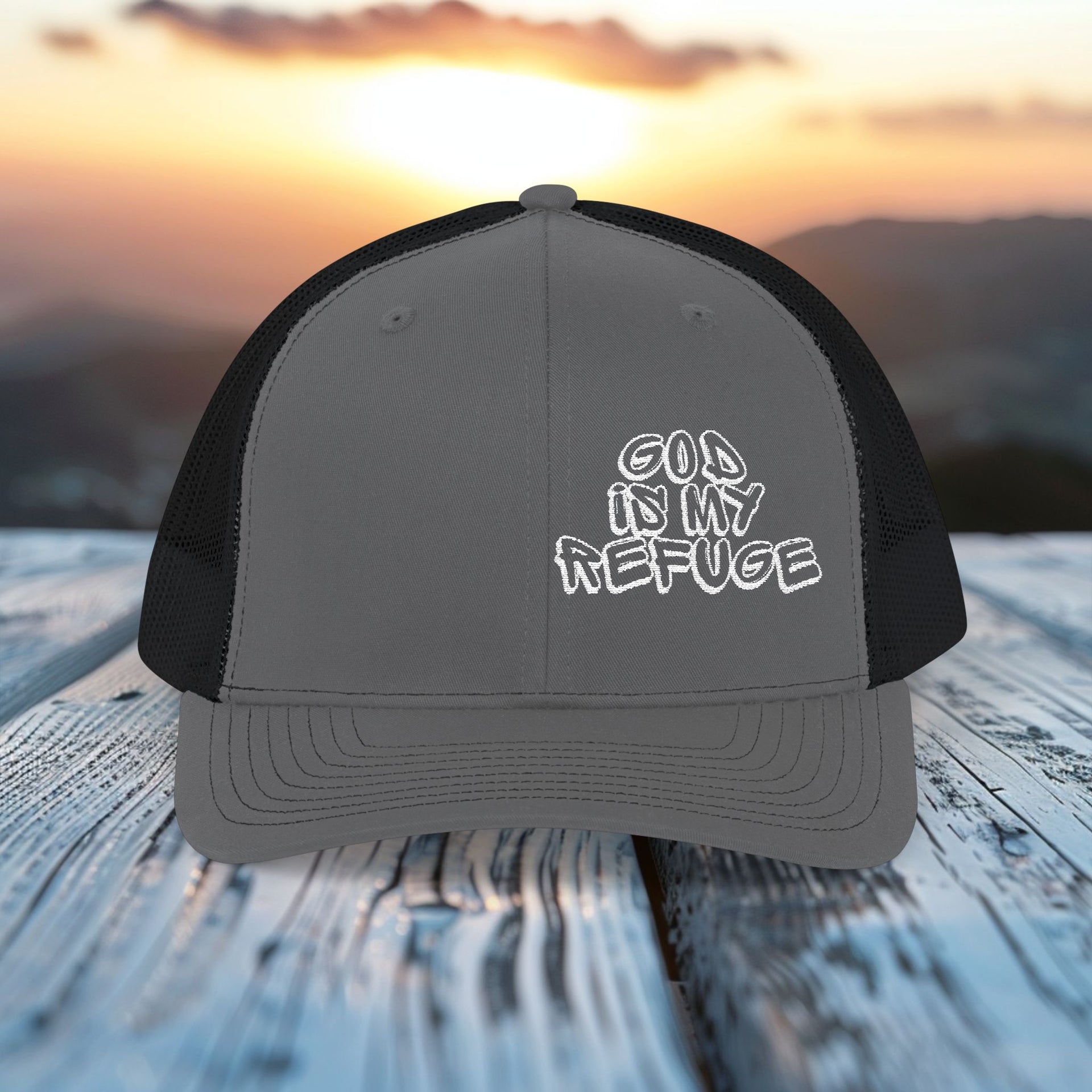 God Is My Refuge Snapback Trucker Hat - My Faith My Father