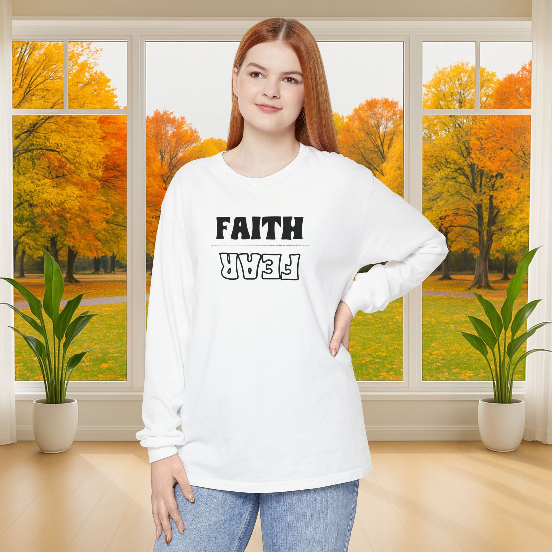 Faith Over Fear Unisex Relaxed Fit Long Sleeve T-Shirt - My Faith My Father