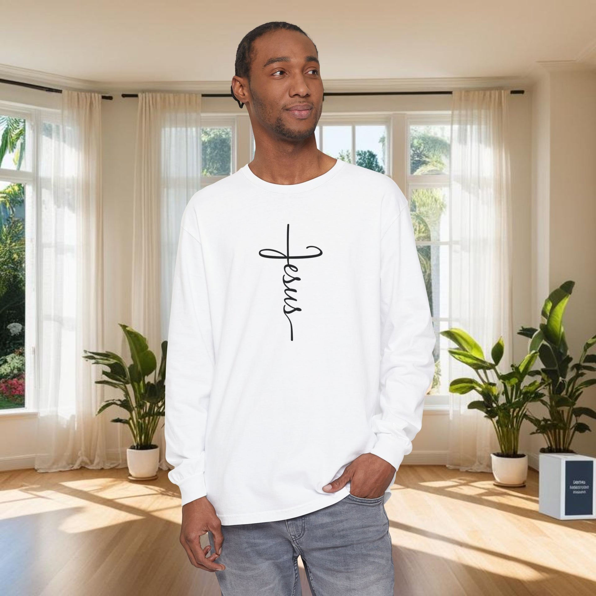 Jesus Cross Unisex Relaxed Fit Long Sleeve T-Shirt - My Faith My Father