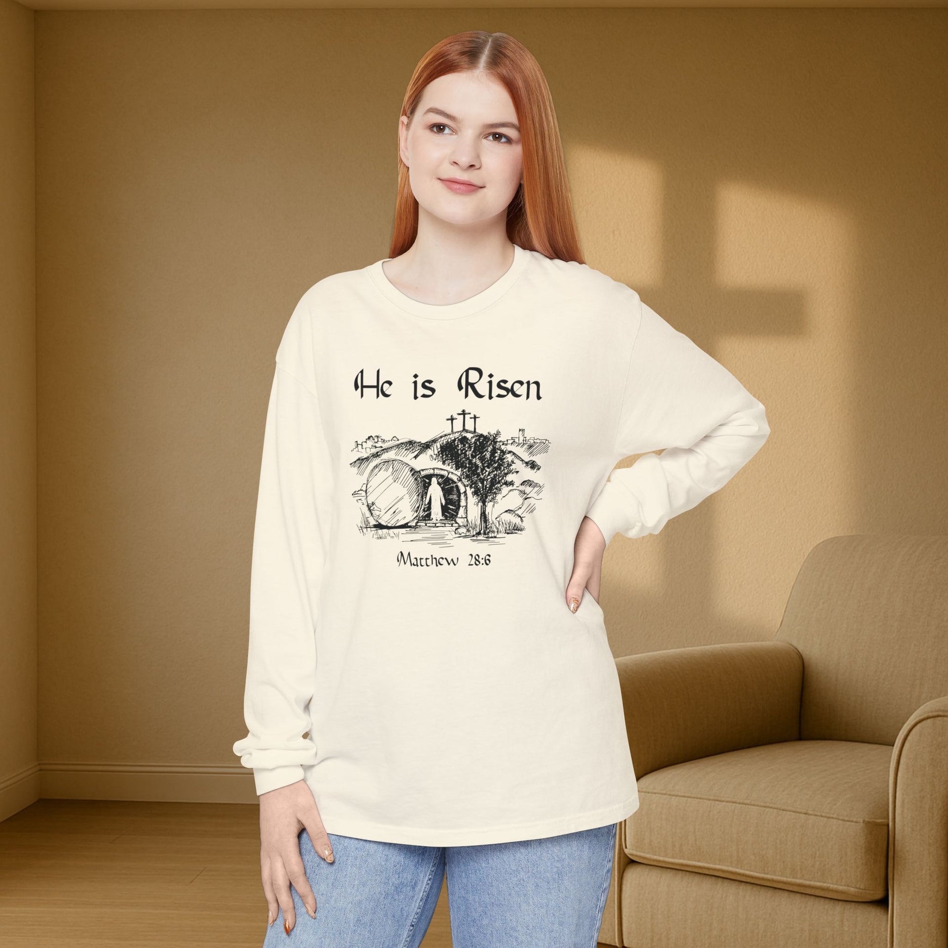 He Is Risen Unisex Relaxed Fit Long Sleeve T-Shirt - My Faith My Father