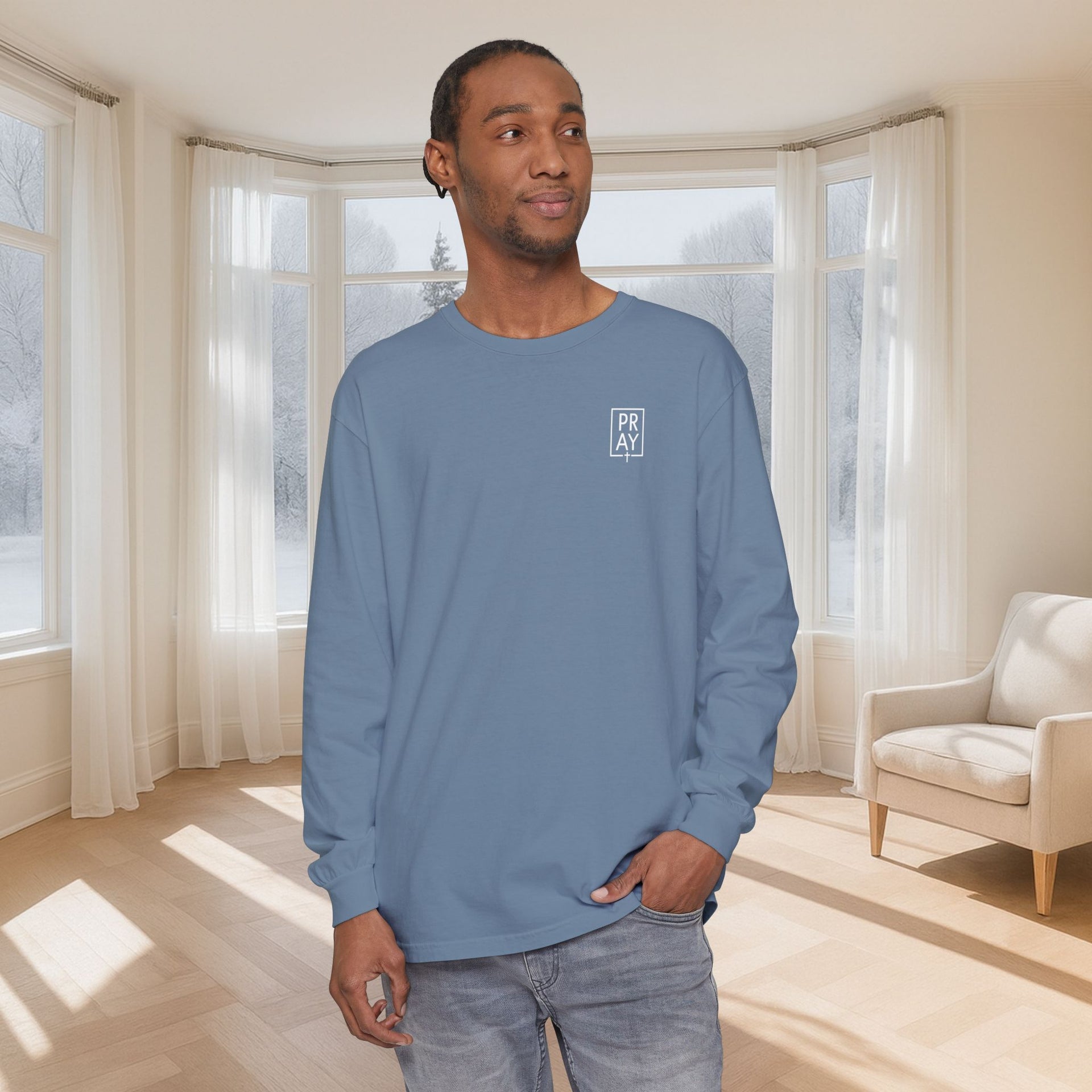 PRAY + Cross Unisex Relaxed Fit Long Sleeve T-Shirt - My Faith My Father