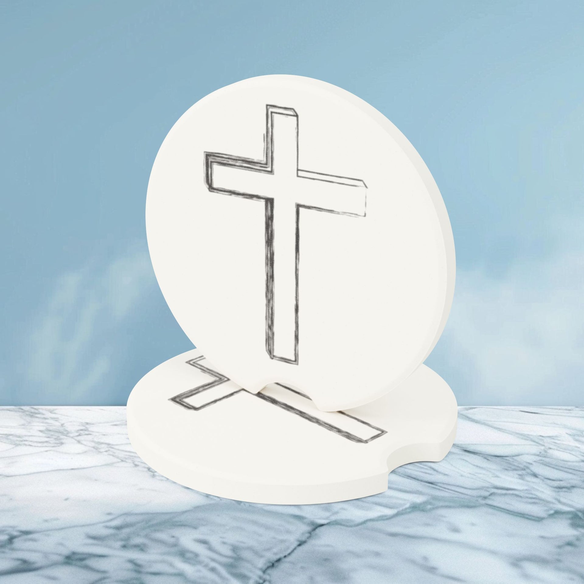 Cross Soapstone Car Coaster - My Faith My Father