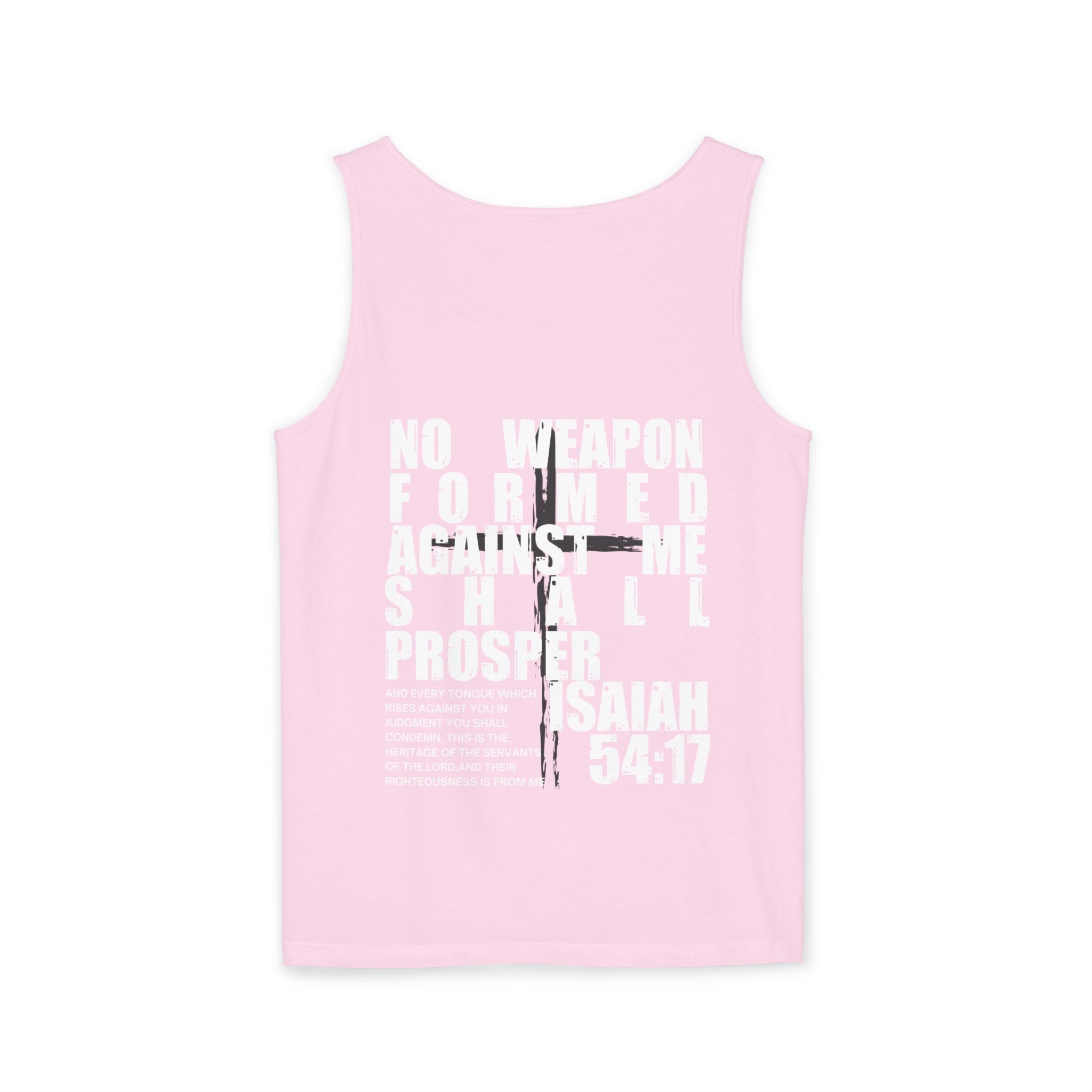Isaiah 54:17 No Weapon Formed Against Me Relaxed Fit Tank Top, Unisex Muscle Tee, Christian Shirt, Inspirational Tank, Sleeveless Top,