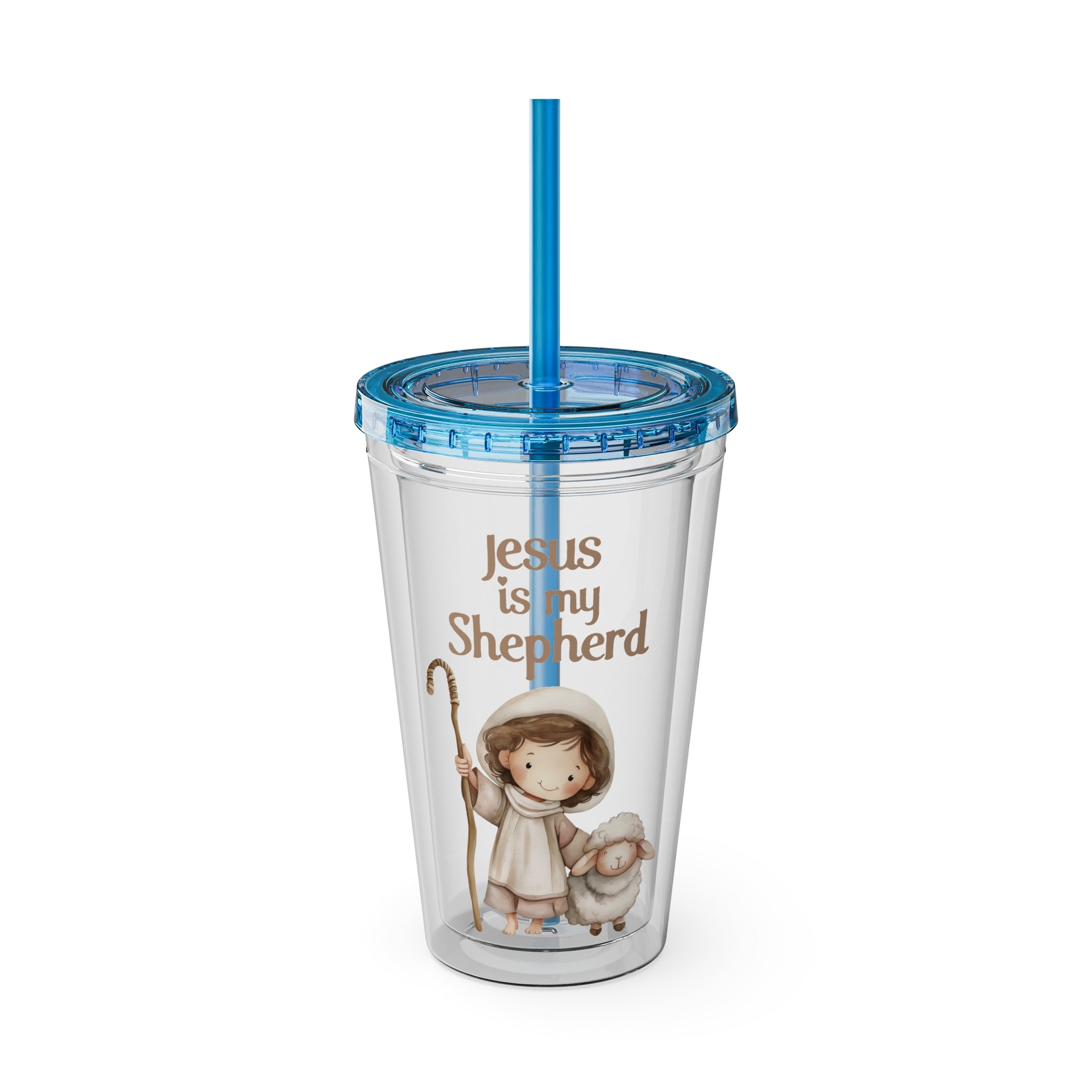 Jesus Is My Shepherd Sunsplash 16oz Tumbler With Straw - My Faith My Father