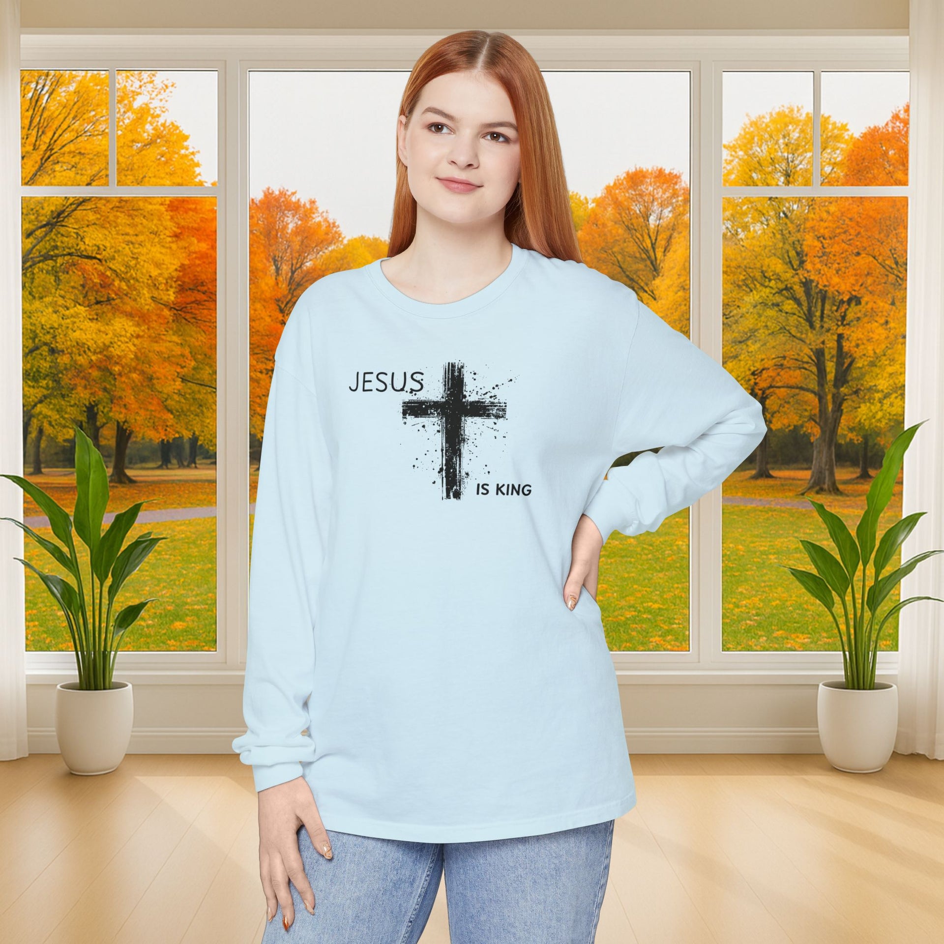 Jesus is King Unisex Relaxed Fit Long Sleeve T-Shirt - My Faith My Father