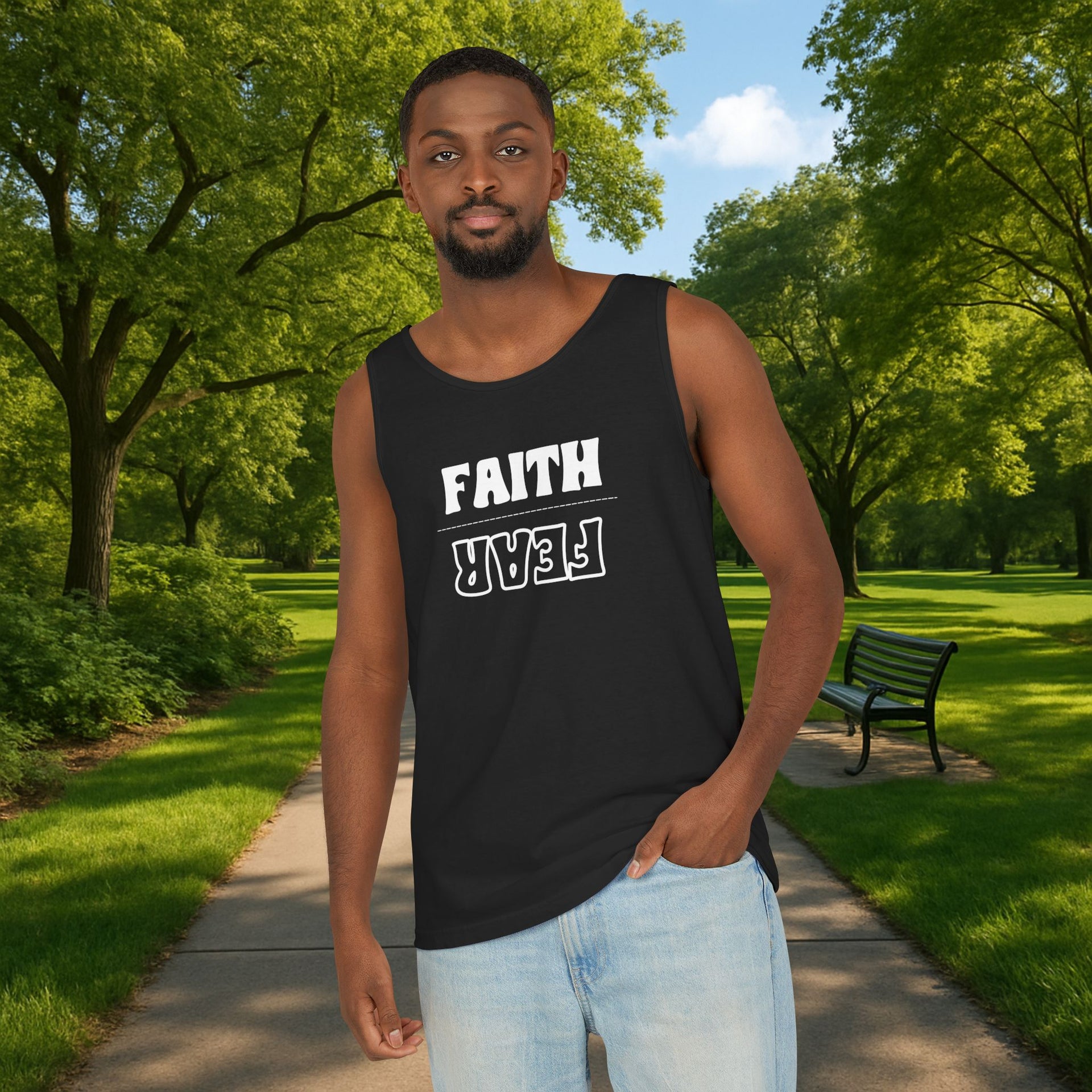 Faith Over Fear Unisex Relaxed Fit Tank Top - My Faith My Father