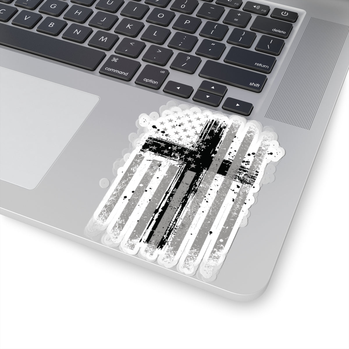 American Flag With Cross Kiss-Cut Stickers