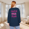 Faith Over Fear Pink Unisex Relaxed Fit Long Sleeve T-Shirt - My Faith My Father