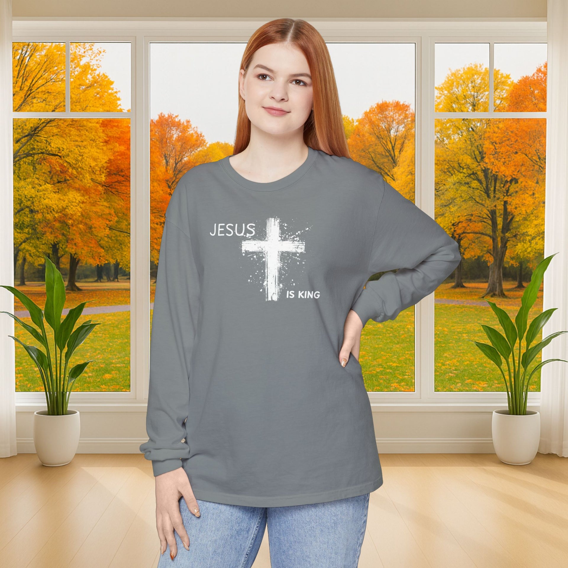 Jesus is King Unisex Relaxed Fit Long Sleeve T-Shirt - My Faith My Father
