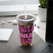Faith Over Fear Sunsplash 16oz Tumbler With Straw - My Faith My Father