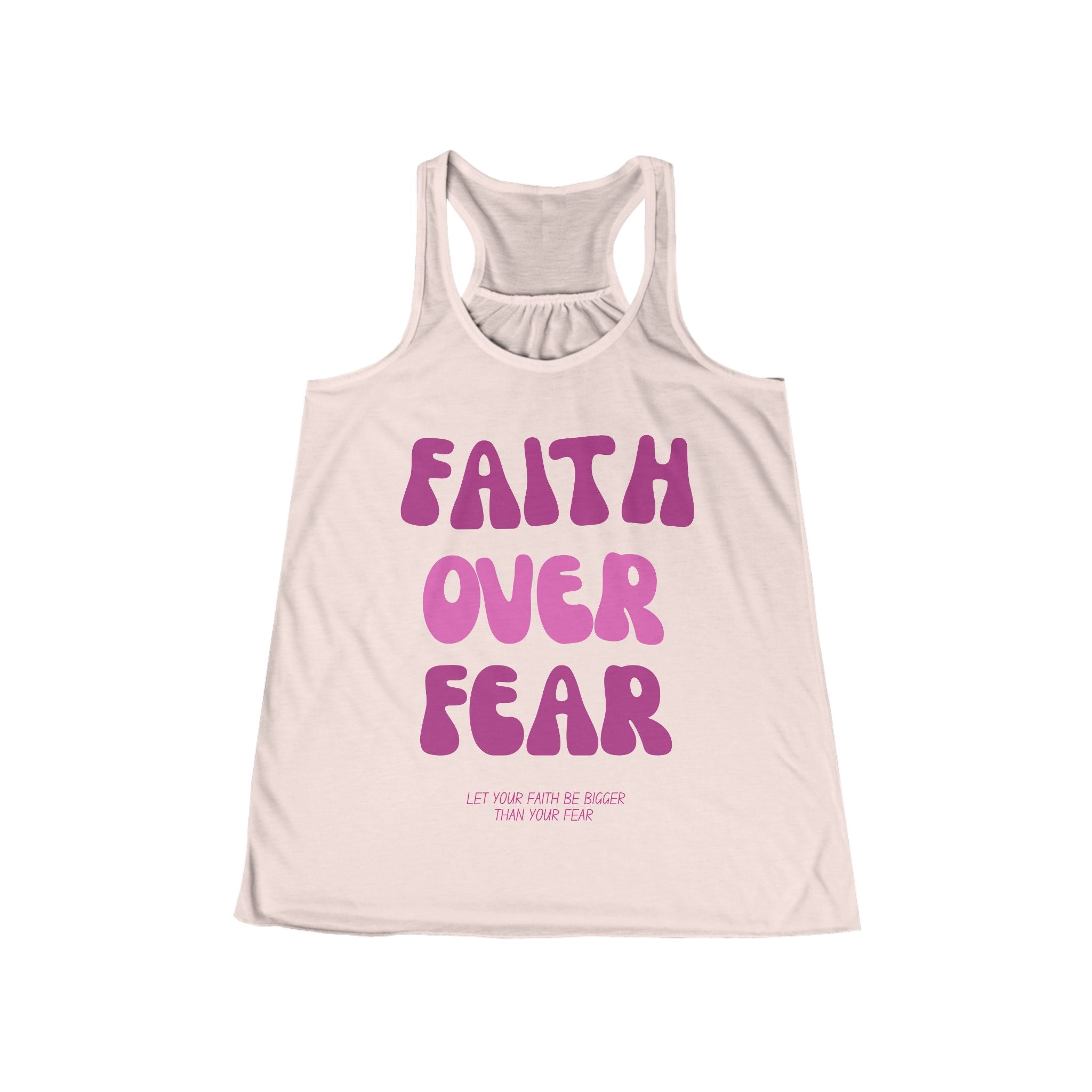 Faith Over Fear Women's Flowy Racerback Tank, Inspirational Workout Top, Summer Casual Wear, Yoga Shirt, Gift for Her