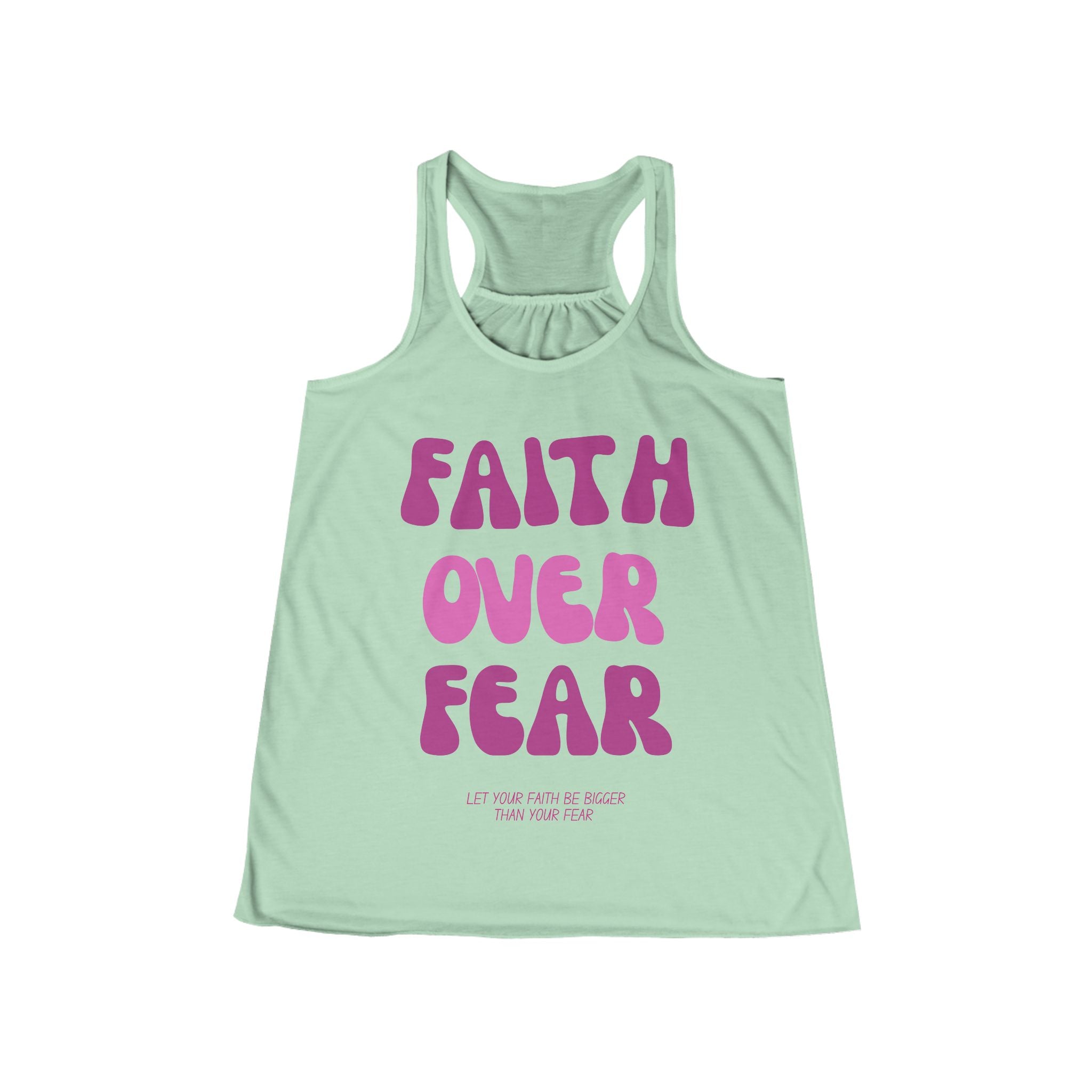Faith Over Fear Women's Flowy Racerback Tank, Inspirational Workout Top, Summer Casual Wear, Yoga Shirt, Gift for Her