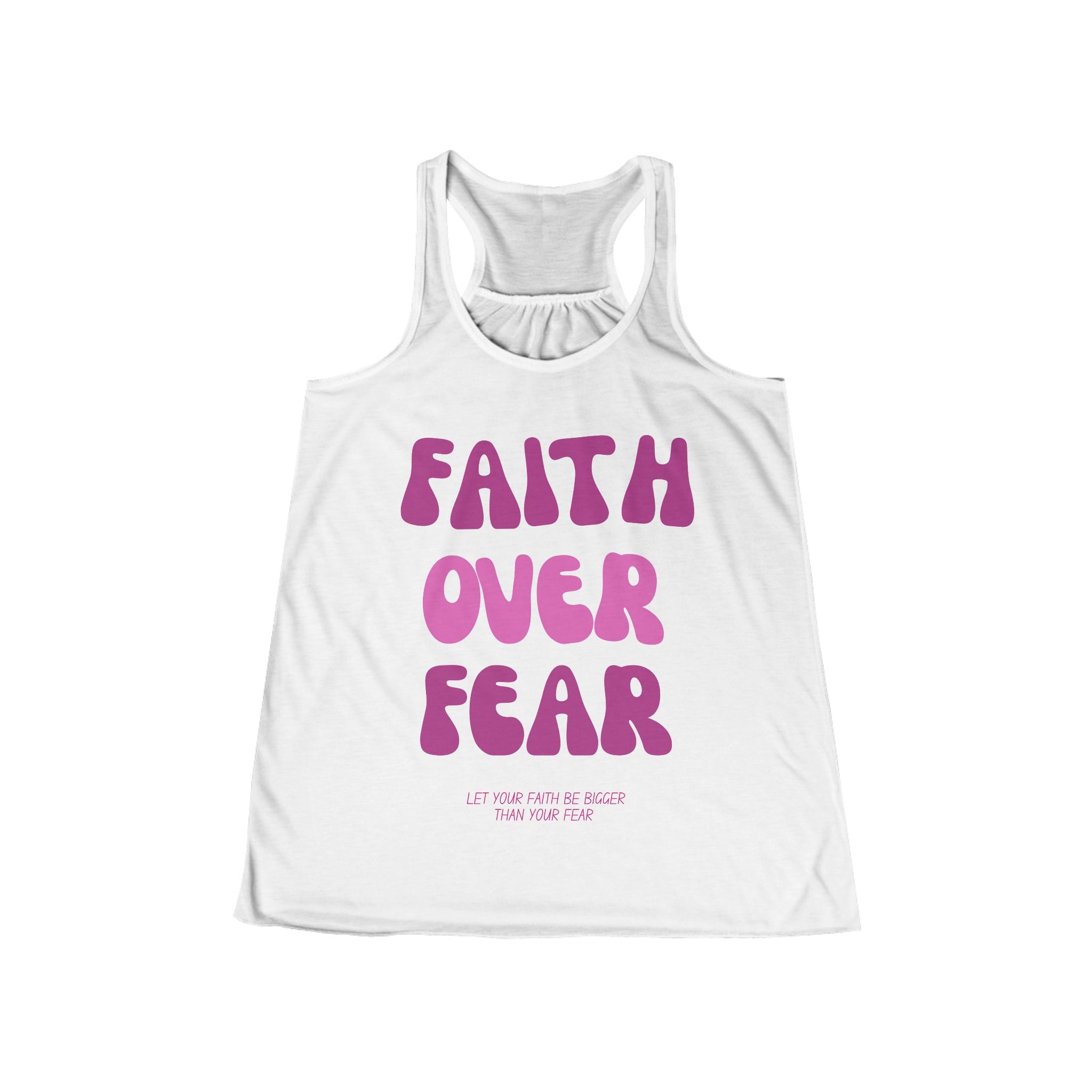 Faith Over Fear Women's Flowy Racerback Tank, Inspirational Workout Top, Summer Casual Wear, Yoga Shirt, Gift for Her