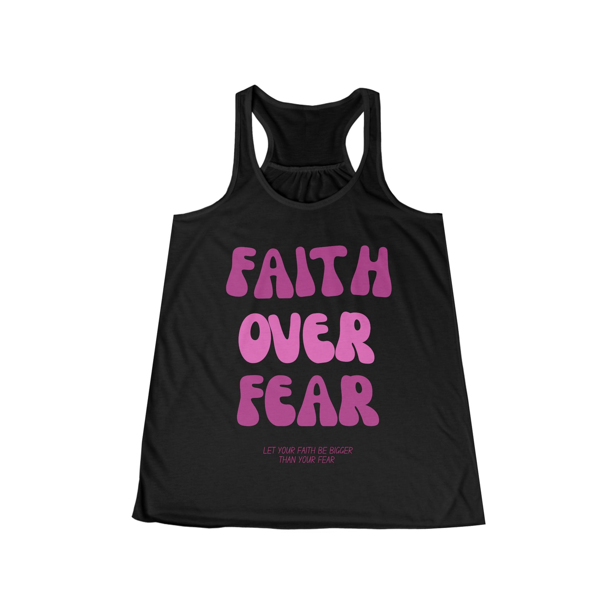 Faith Over Fear Women's Flowy Racerback Tank, Inspirational Workout Top, Summer Casual Wear, Yoga Shirt, Gift for Her