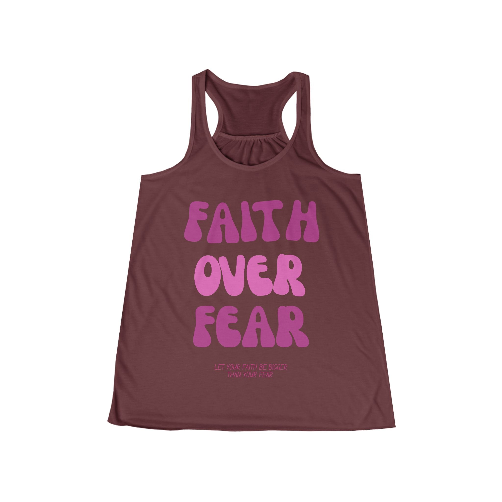 Faith Over Fear Women's Flowy Racerback Tank, Inspirational Workout Top, Summer Casual Wear, Yoga Shirt, Gift for Her