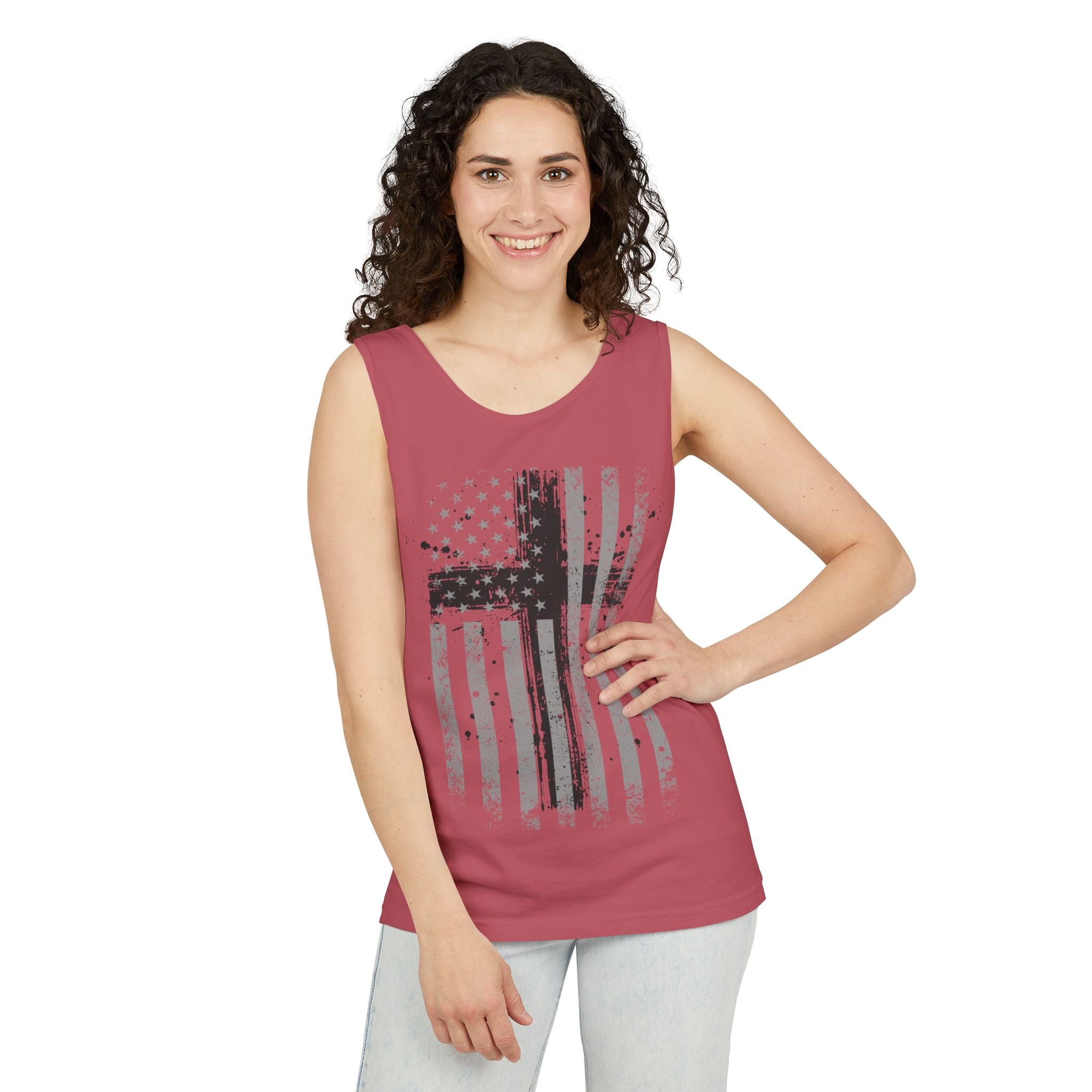 Flag With Cross Unisex Relaxed Fit Tank