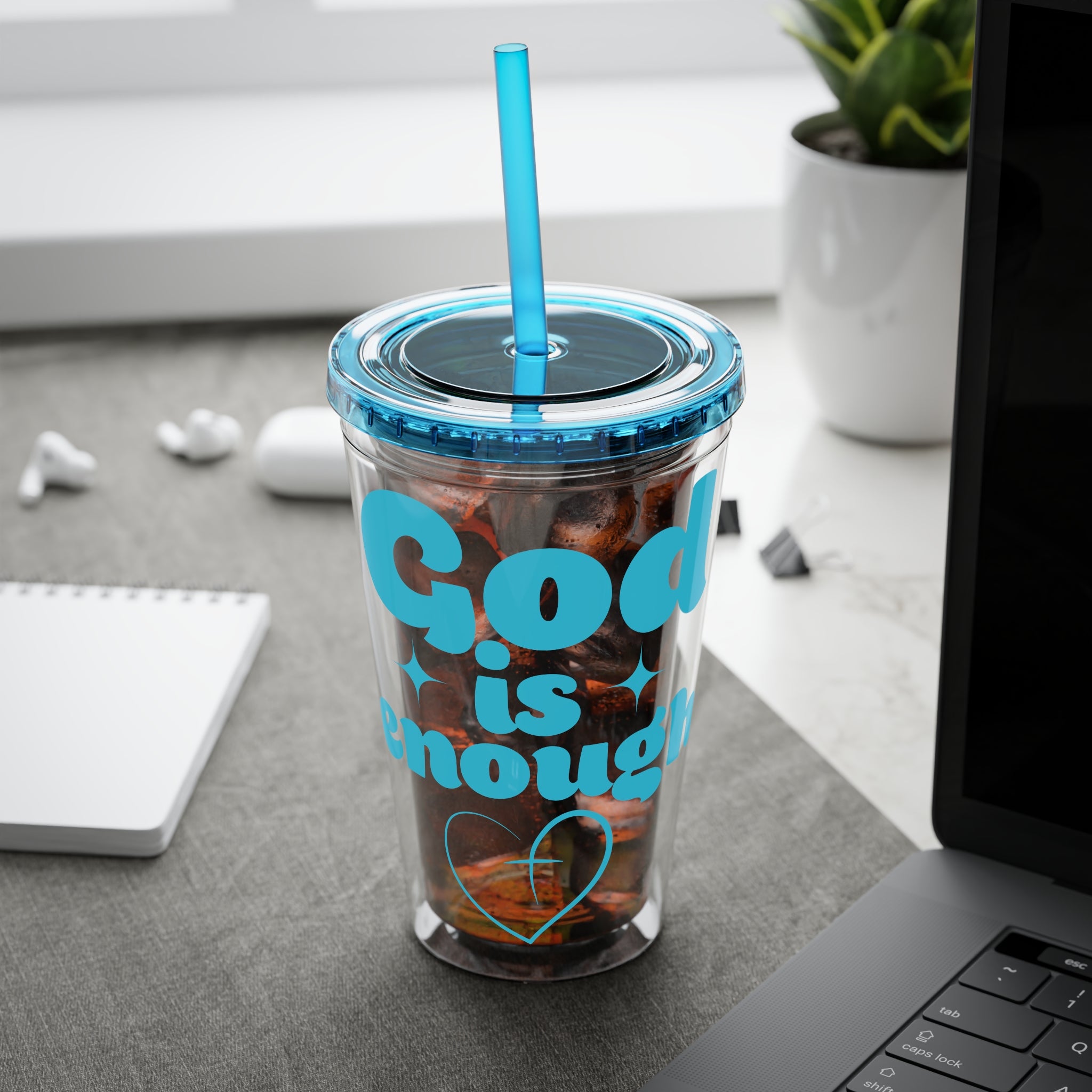 God Is Enough Sunsplash 16oz Tumbler With Straw