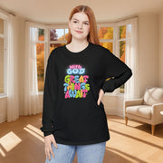 With God, Great Things Await Unisex Relaxed Fit Long Sleeve T-Shirt - My Faith My Father