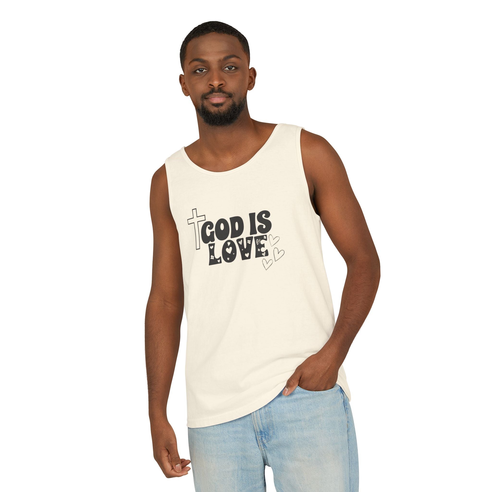 God is Love Unisex Relaxed Fit Tank Top, Religious Tank Top for Men and Women, Christian Faith Apparel, Inspirational Gift,