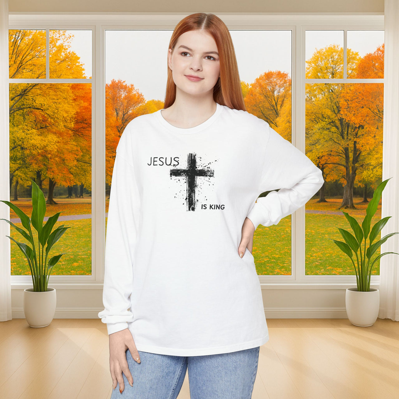 Jesus is King Unisex Relaxed Fit Long Sleeve T-Shirt - My Faith My Father