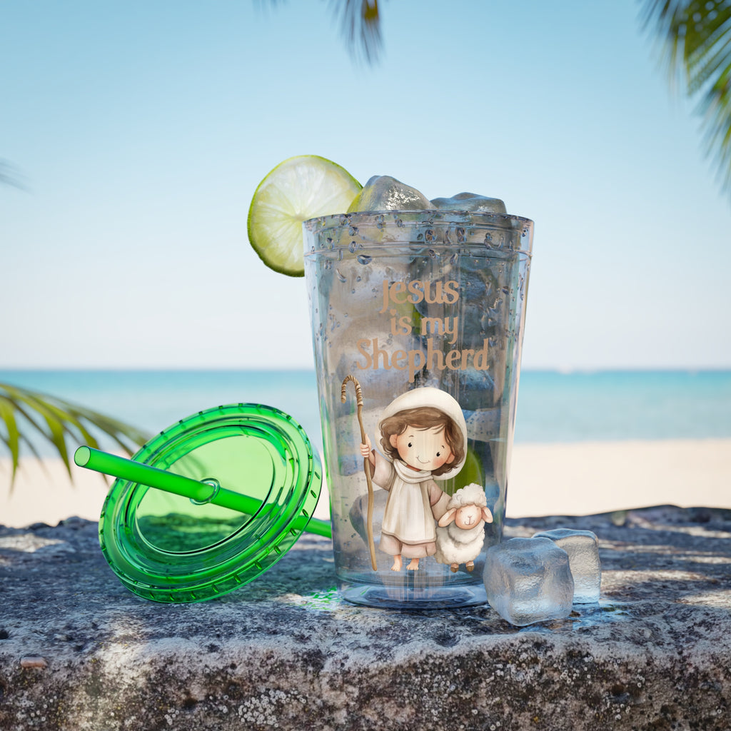 Jesus Is My Shepherd Sunsplash 16oz Tumbler With Straw - My Faith My Father