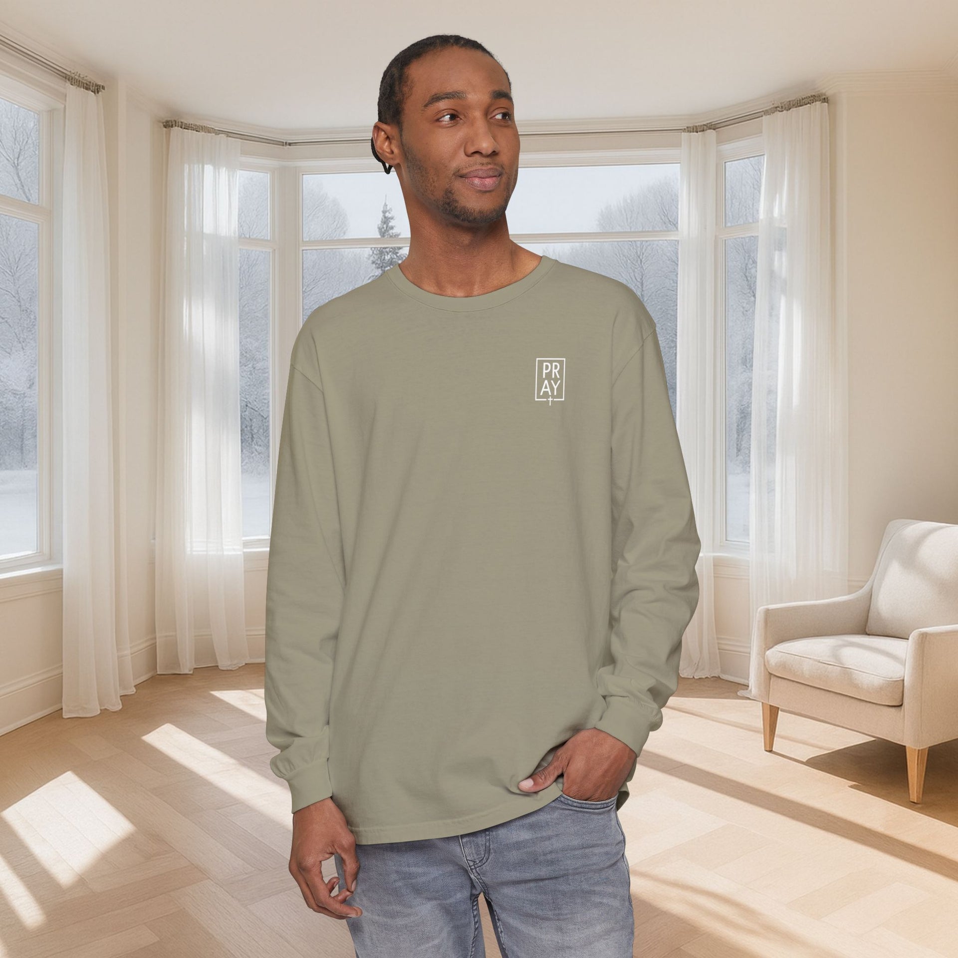 PRAY + Cross Unisex Relaxed Fit Long Sleeve T-Shirt - My Faith My Father