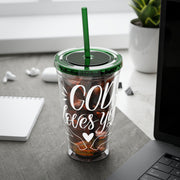 God Loves You 16oz Sunsplash Tumbler With Straw - My Faith My Father