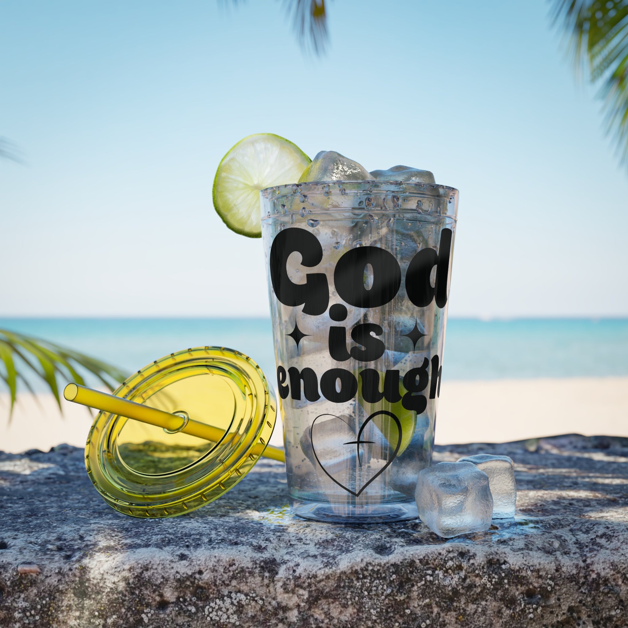 God Is Enough Sunsplash 16oz Tumbler With Straw