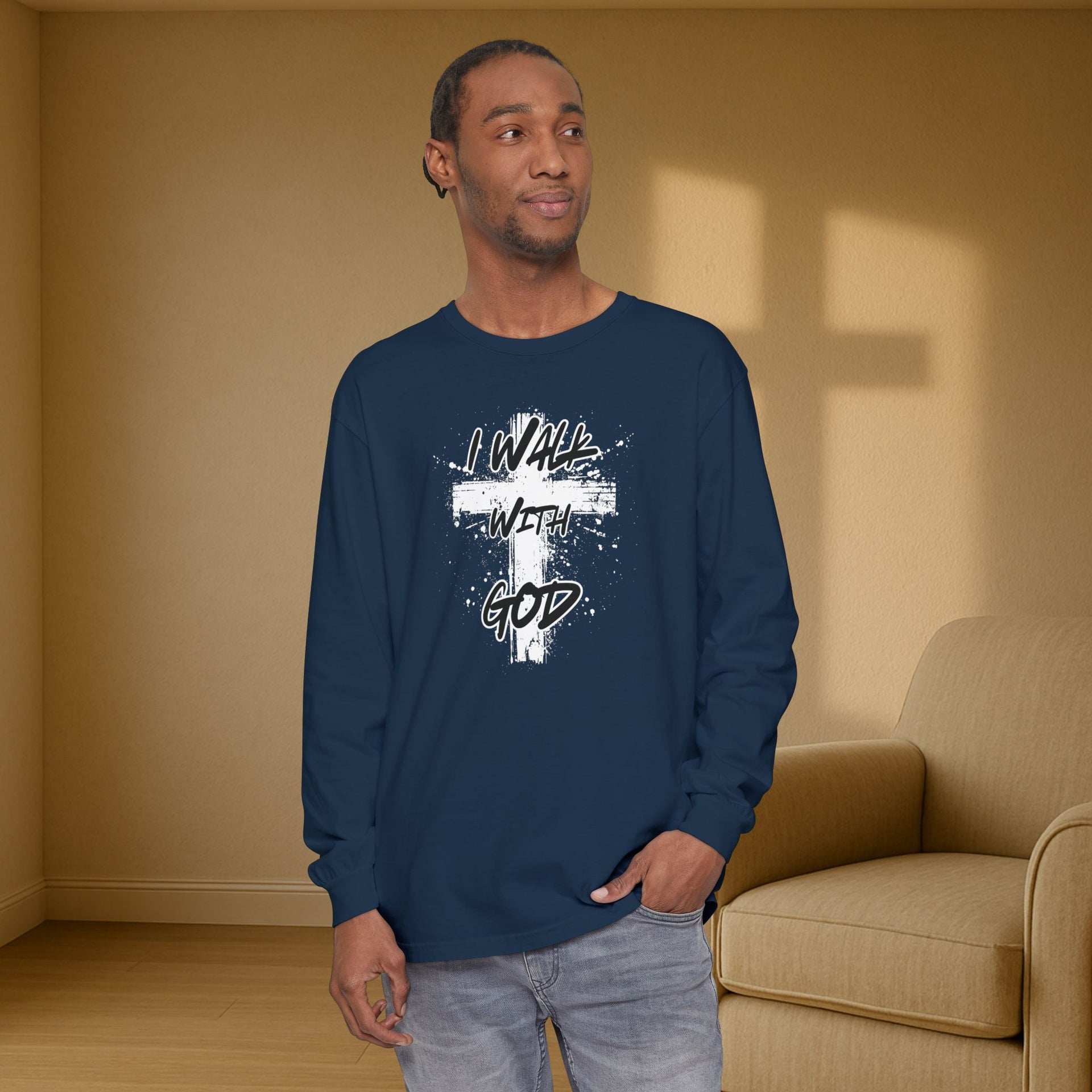 I Walk with God Unisex Relaxed Fit Long Sleeve T-Shirt - My Faith My Father