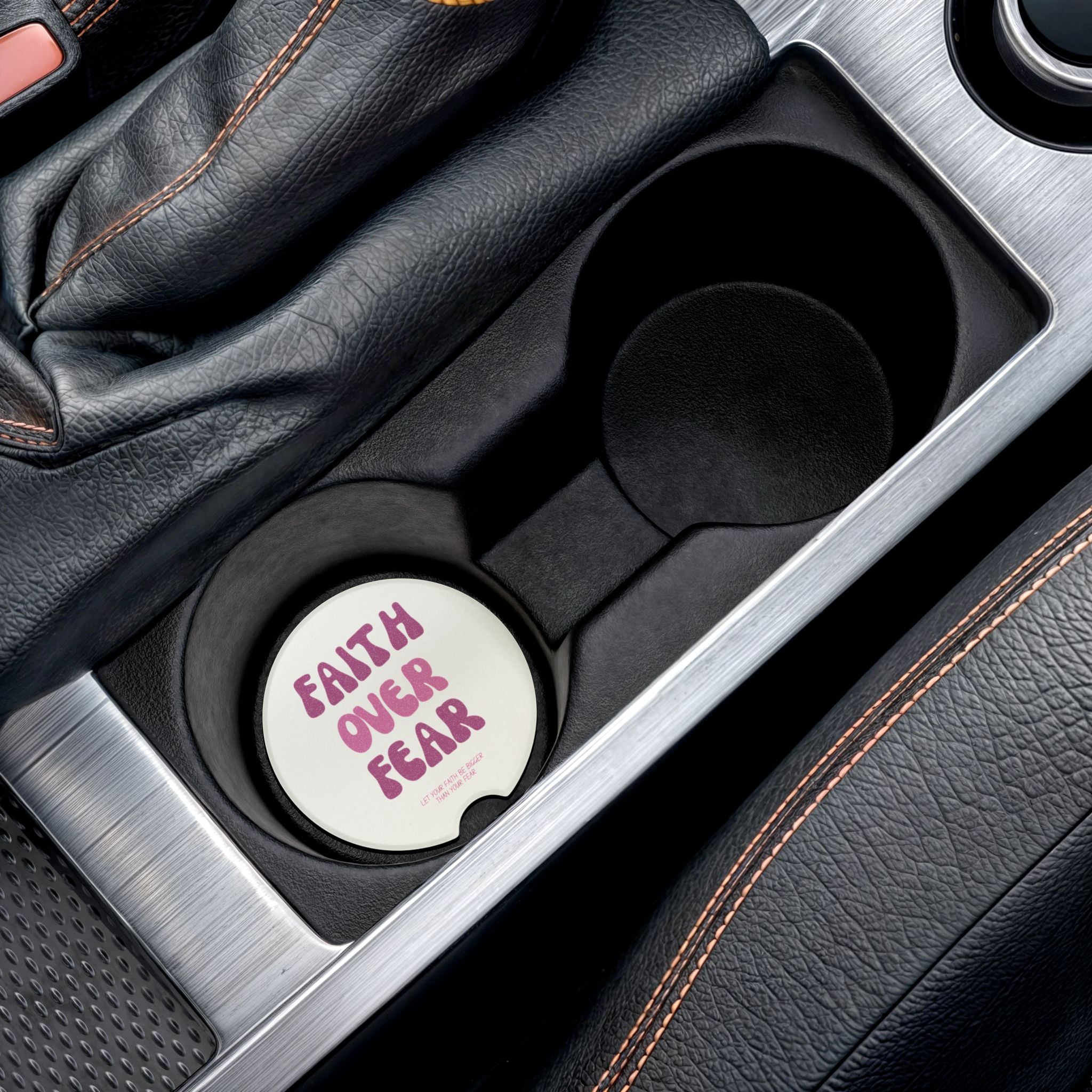 Faith Over Fear Soapstone Car Coaster