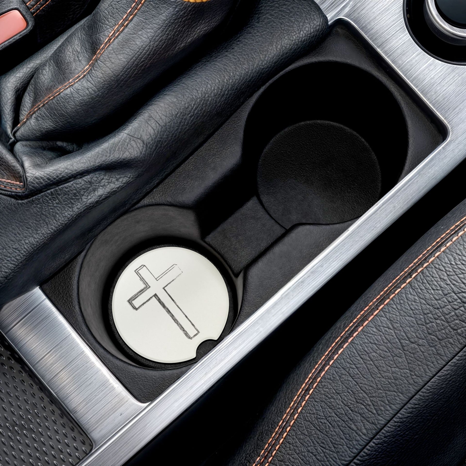 Cross Soapstone Car Coaster - My Faith My Father