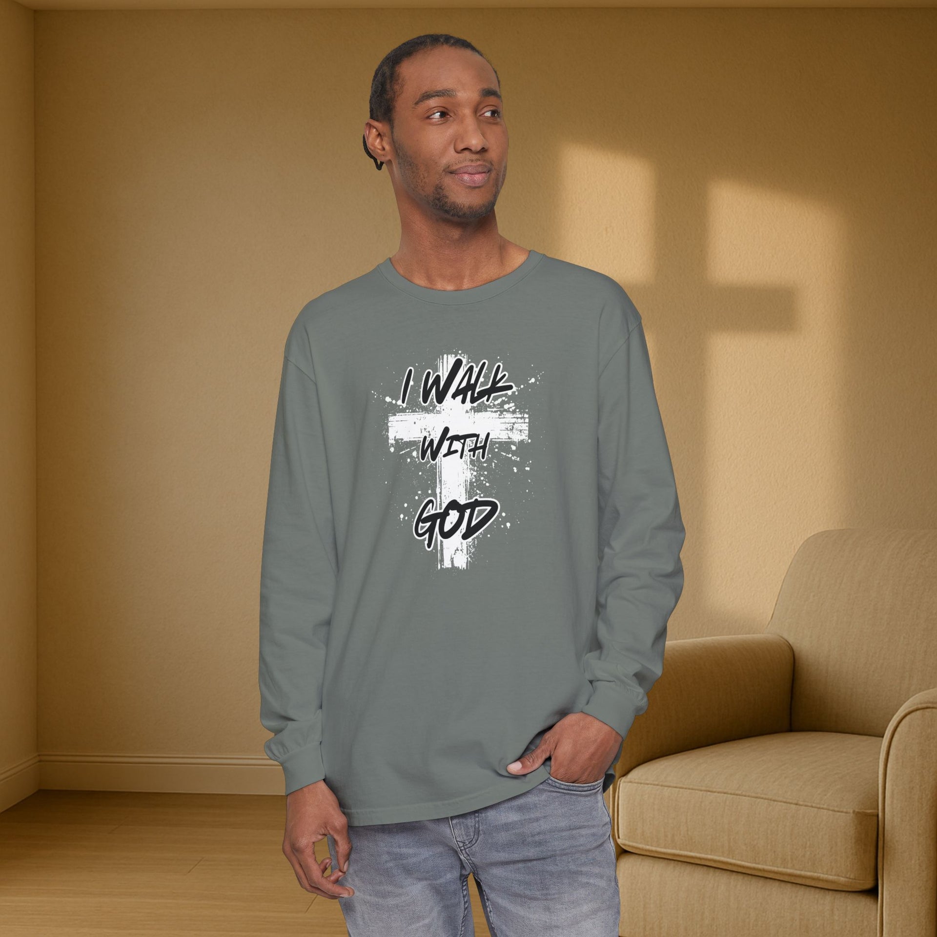 I Walk with God Unisex Relaxed Fit Long Sleeve T-Shirt - My Faith My Father